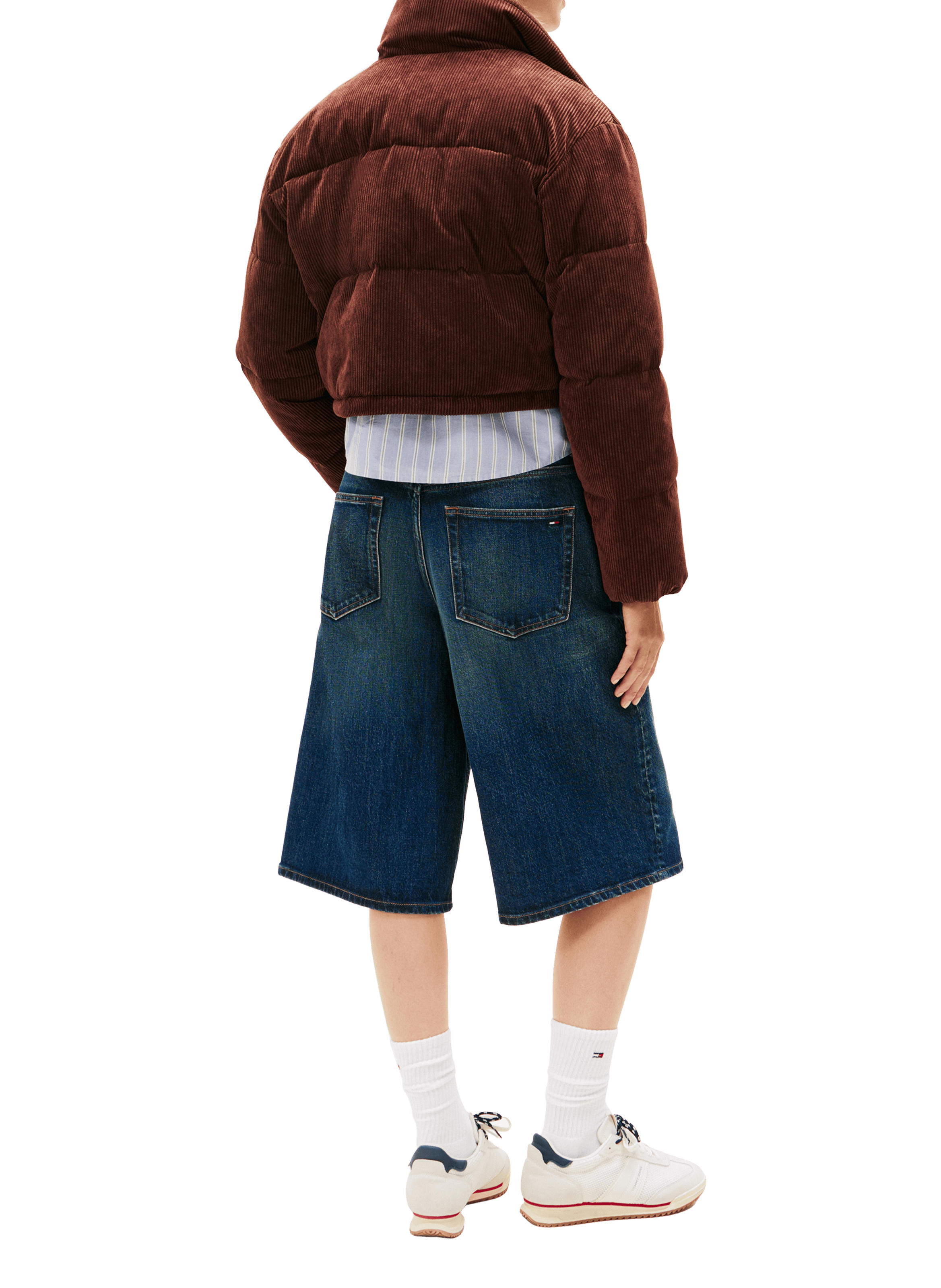 Doudoune col montant en velours côtelé TOMMY HILFIGER Marron