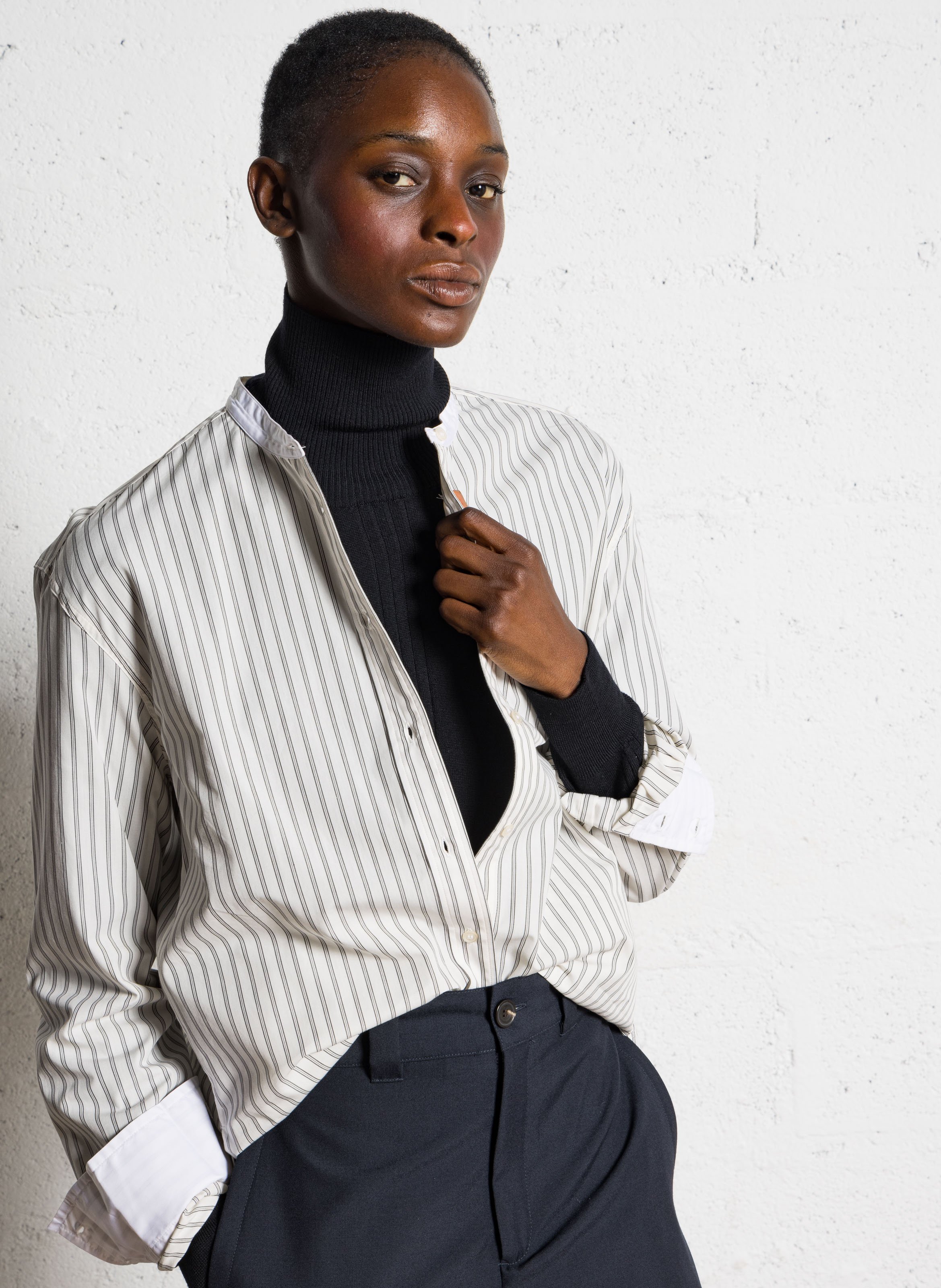 Chemise col rond en popeline rayée bermudes SOEUR Multicolore