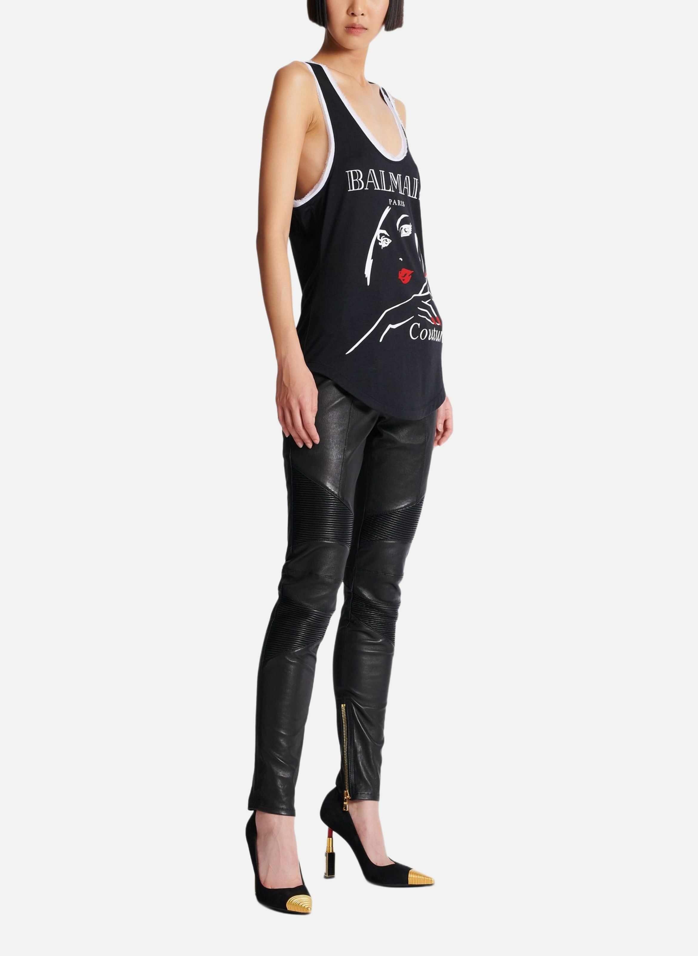 Débardeur fluide floqué balmain beauty BALMAIN Noir