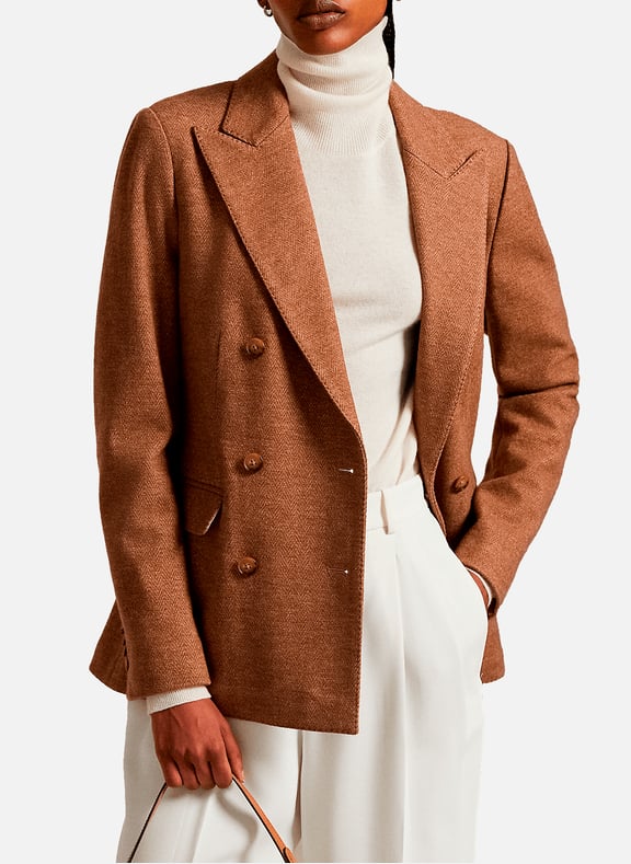 Wool and cotton tailored collar blazer Brown by POLO RALPH LAUREN POLO RALPH LAUREN Wool and cotton tailored collar blazer Brown