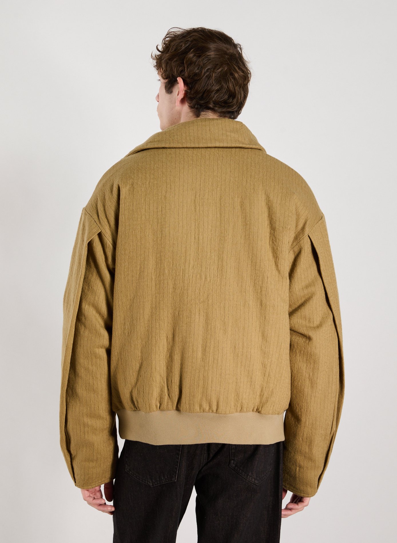 Bomber jacket with fine stripes in cotton and wool MERELY MADE Brown