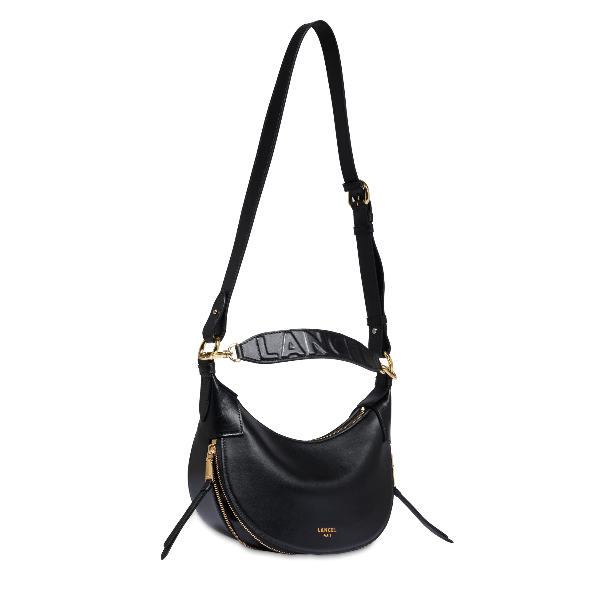 Sac hobo zippé s origami de lancel en cuir LANCEL Noir