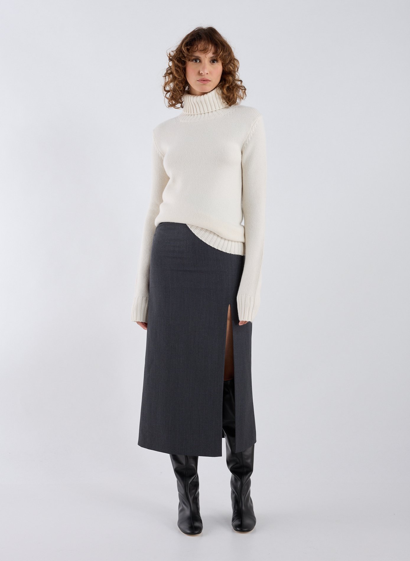 Pull col roulé en cachemire R2W Beige