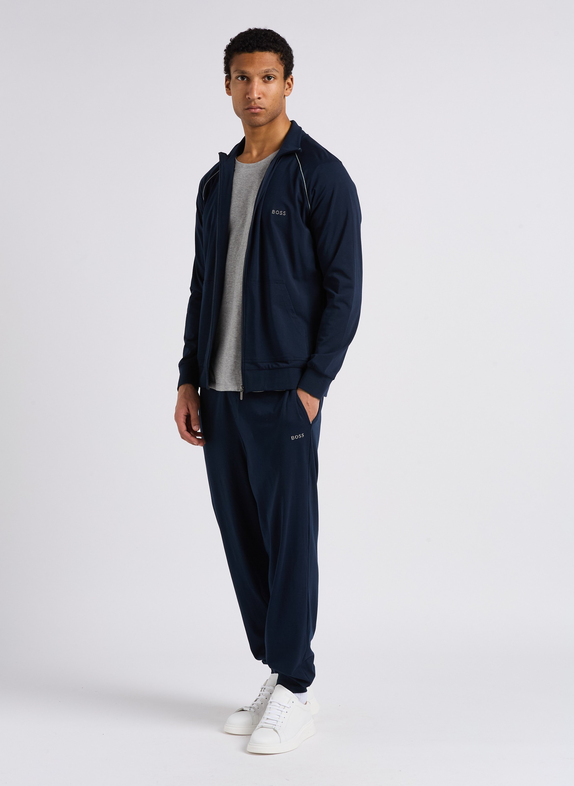 Jogging droit en coton BOSS Bleu