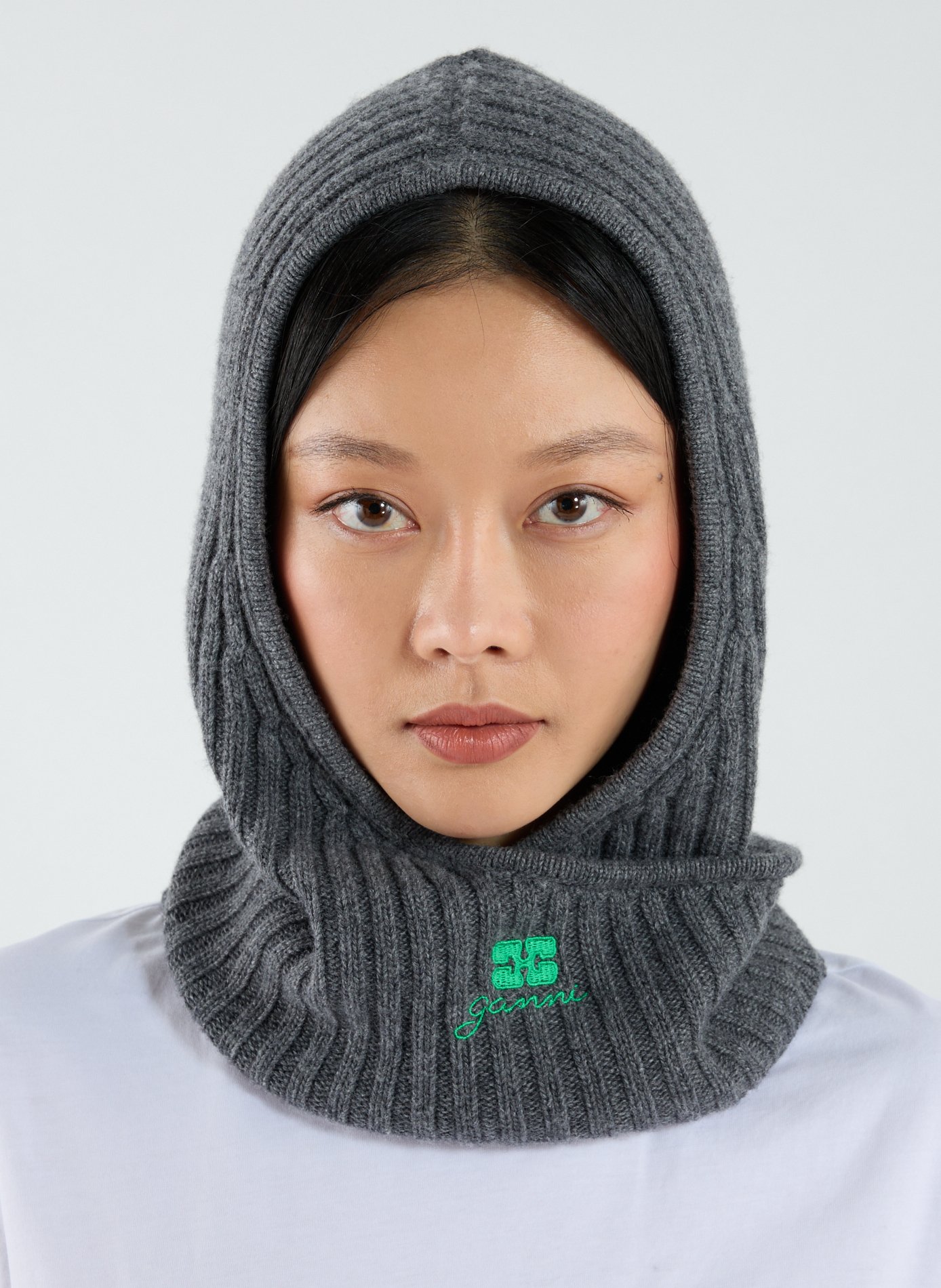 Mixed wool balaclava GANNI Grey