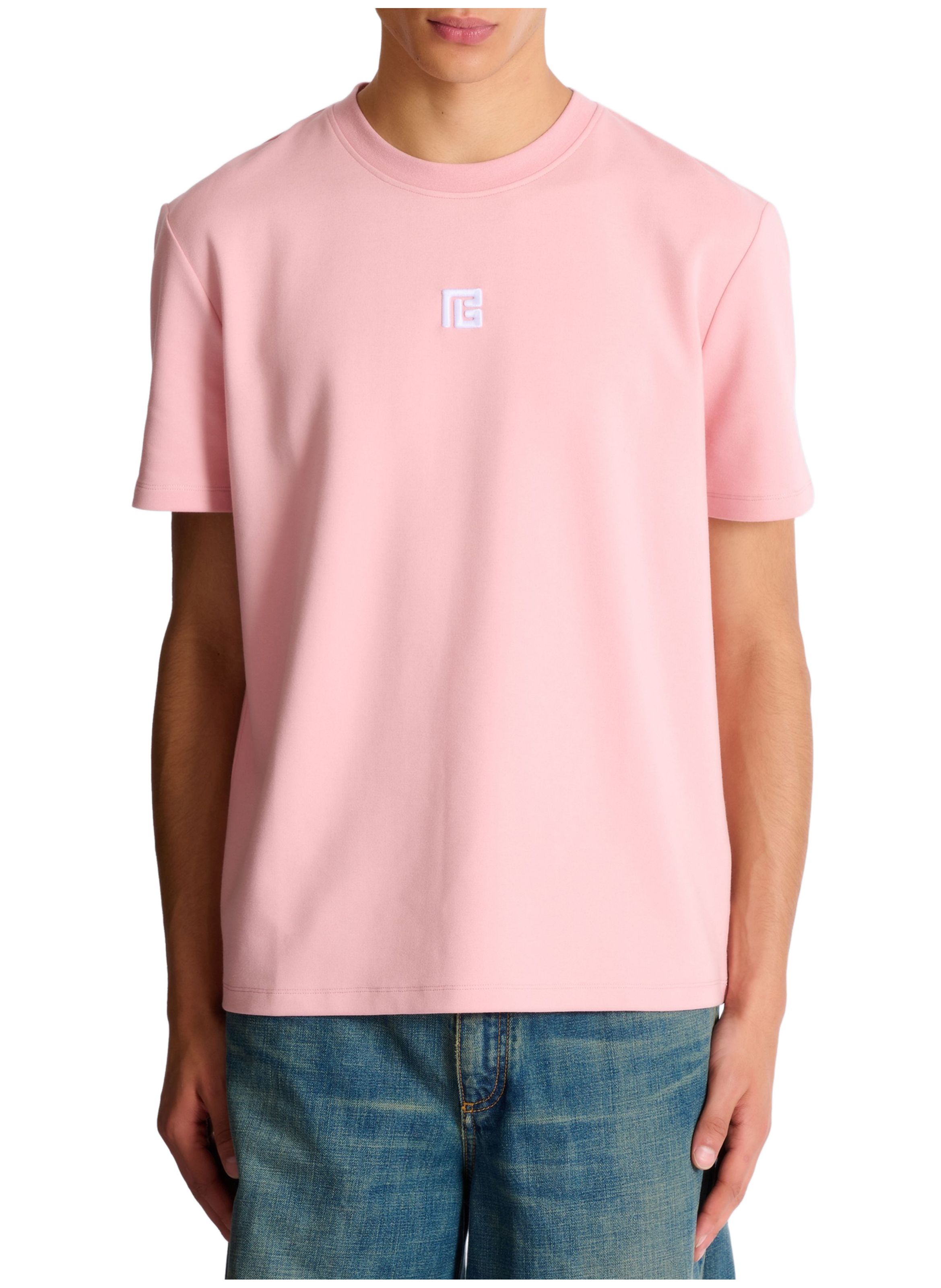 T-shirt avec logo brodé BALMAIN Rose
