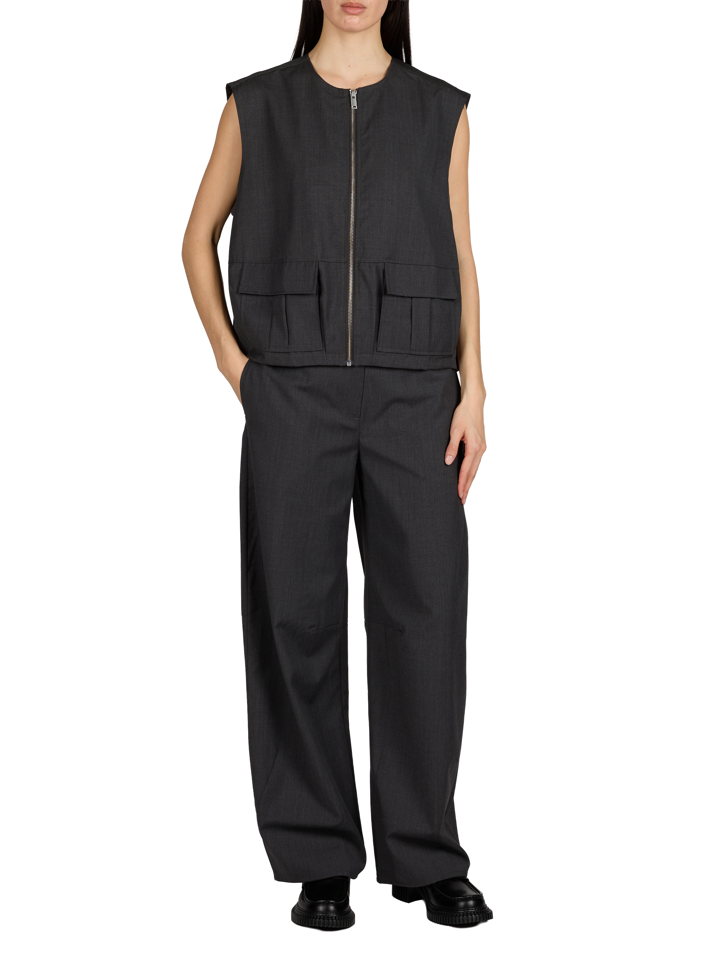 Solid Flowy Pants SAMSOE SAMSOE Grey