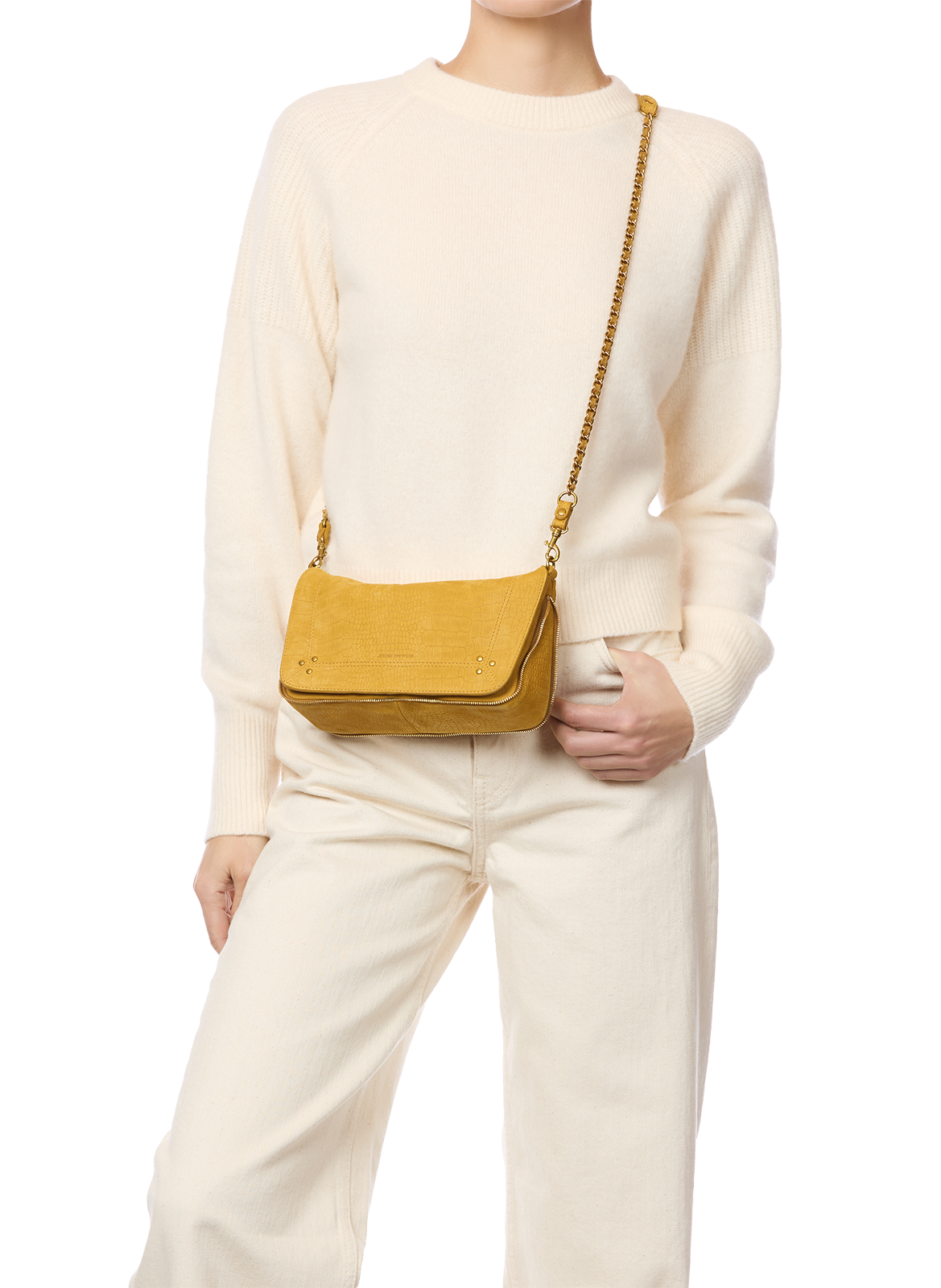 Crossbody bag Bobi S in calf and goat leather JÉRÔME DREYFUSS Yellow