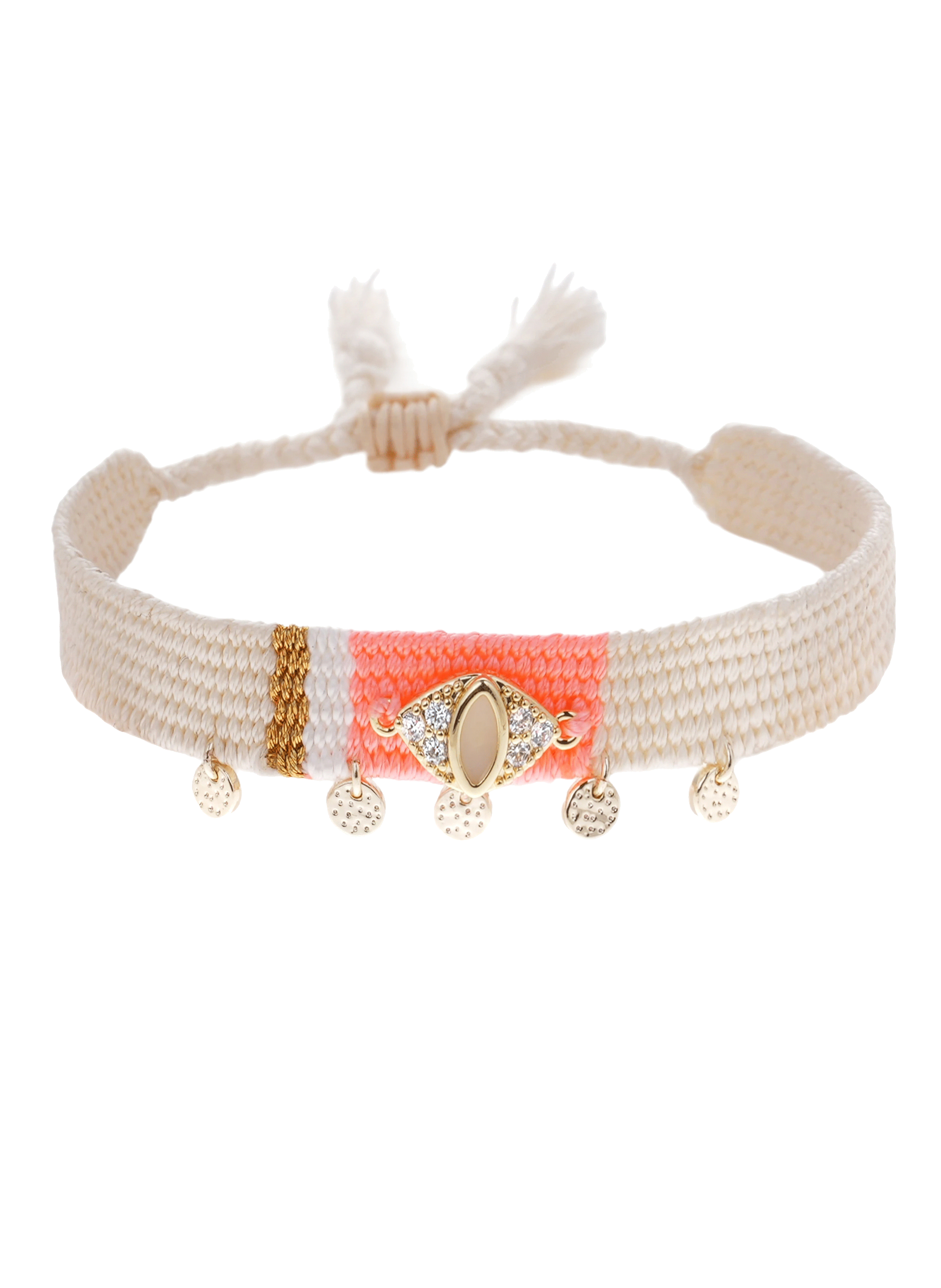 Bracelet réglable coloré avec pampilles CIPRUS HIPANEMA Blanc