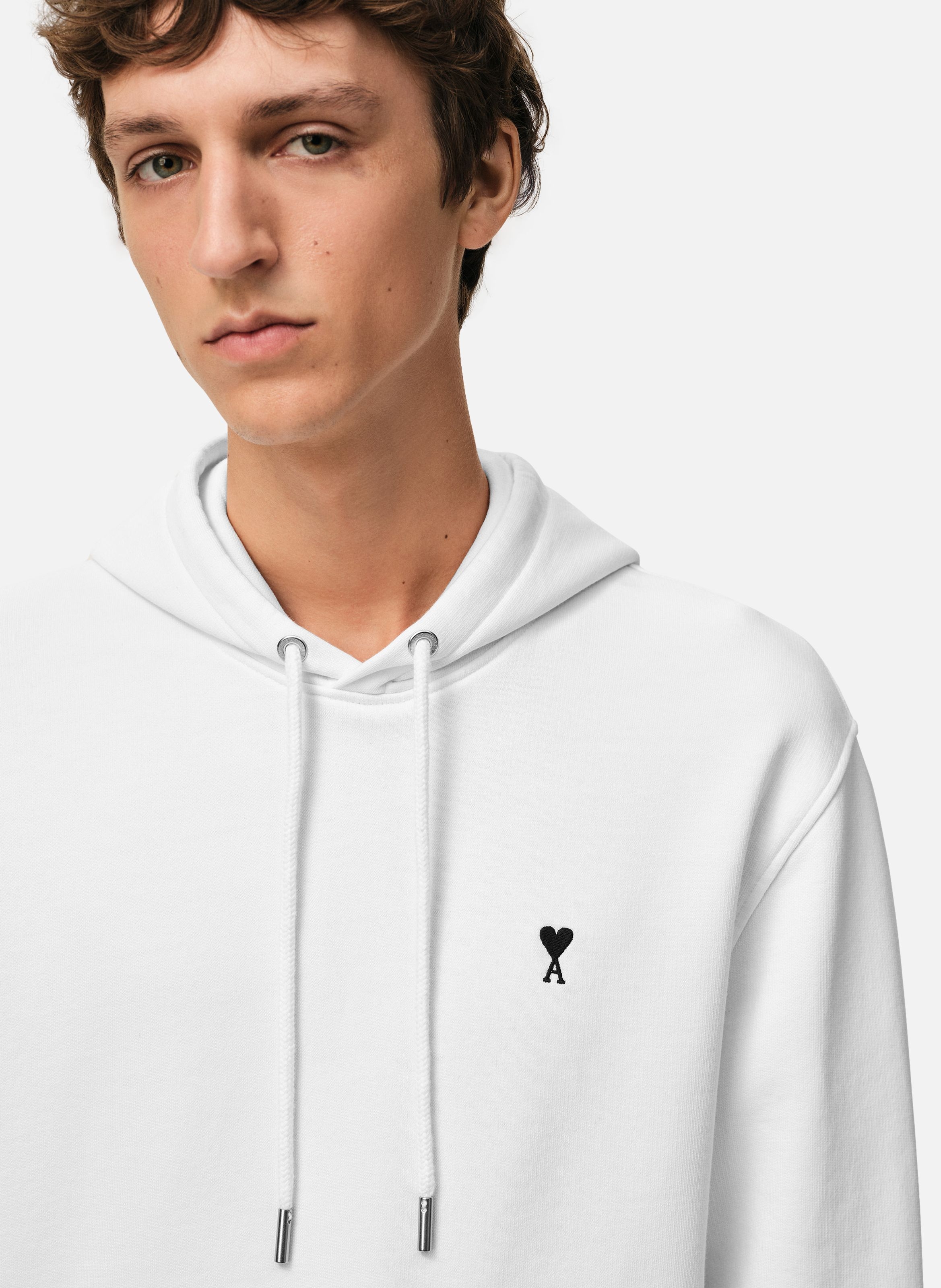 Hoodie Ami De Coeur En Coton AMI PARIS Blanc