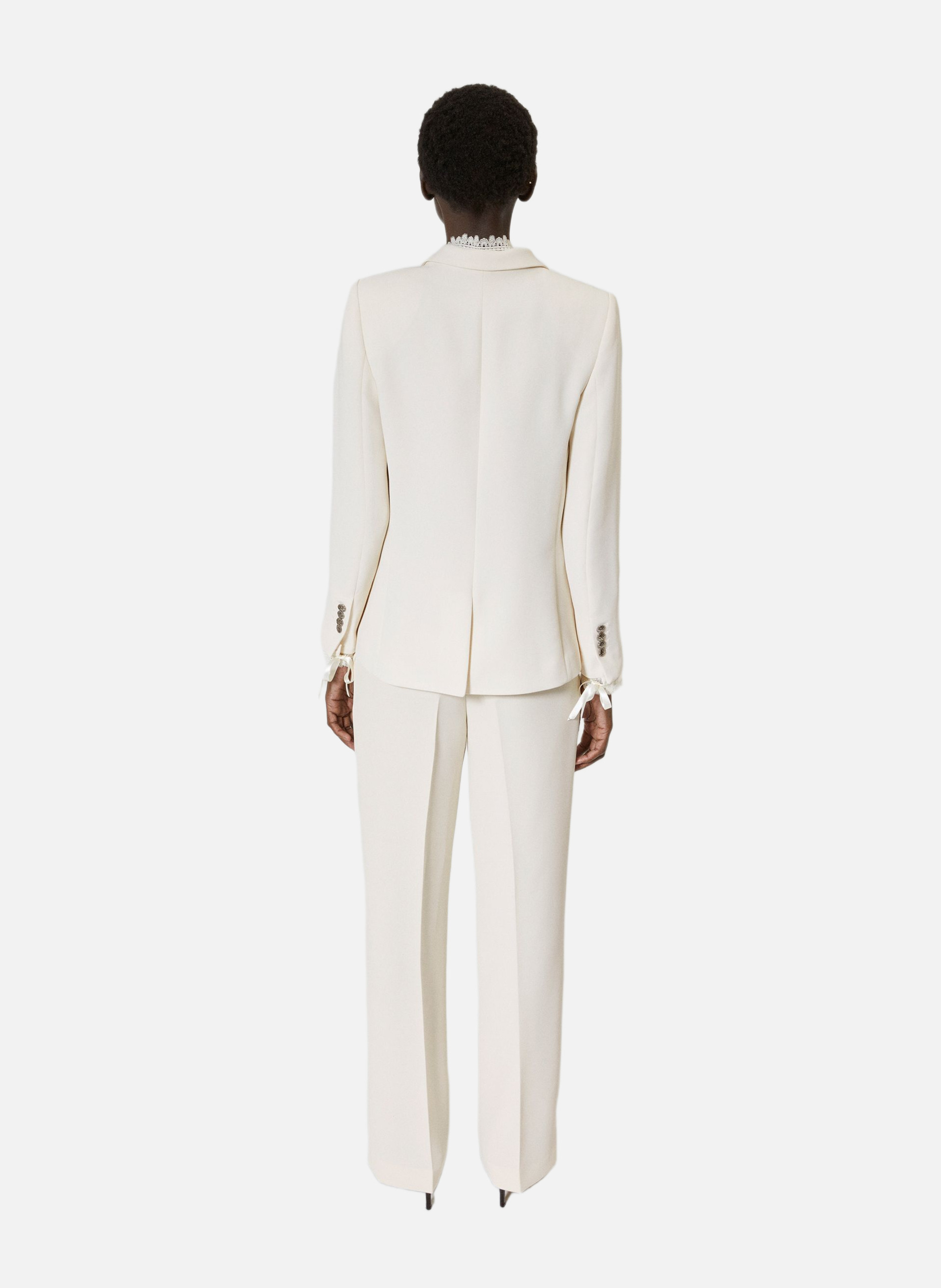 Veste tailleur avec bande dentelle THE KOOPLES Blanc