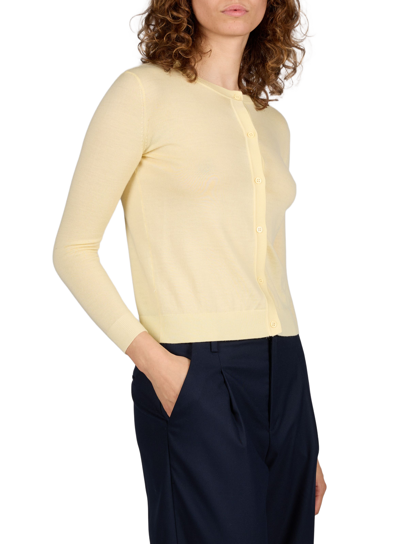Cardigan droit Acad en laine mérinos AU PRINTEMPS PARIS Jaune