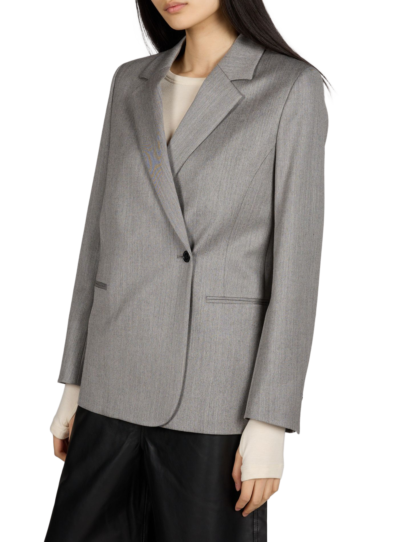 Blazer col tailleur en laine mélangée SAISON 1865 Gris