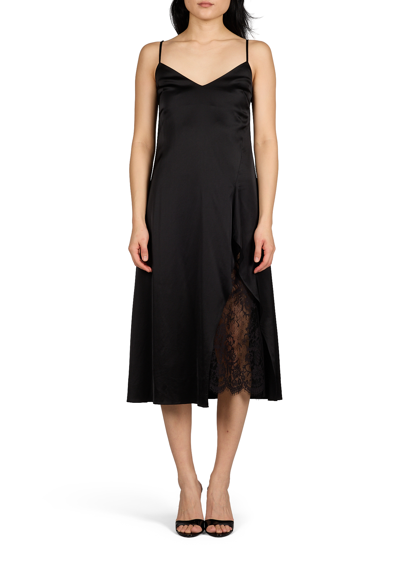 Robe nuisette satinée en coton mélangé ACNE STUDIOS Noir