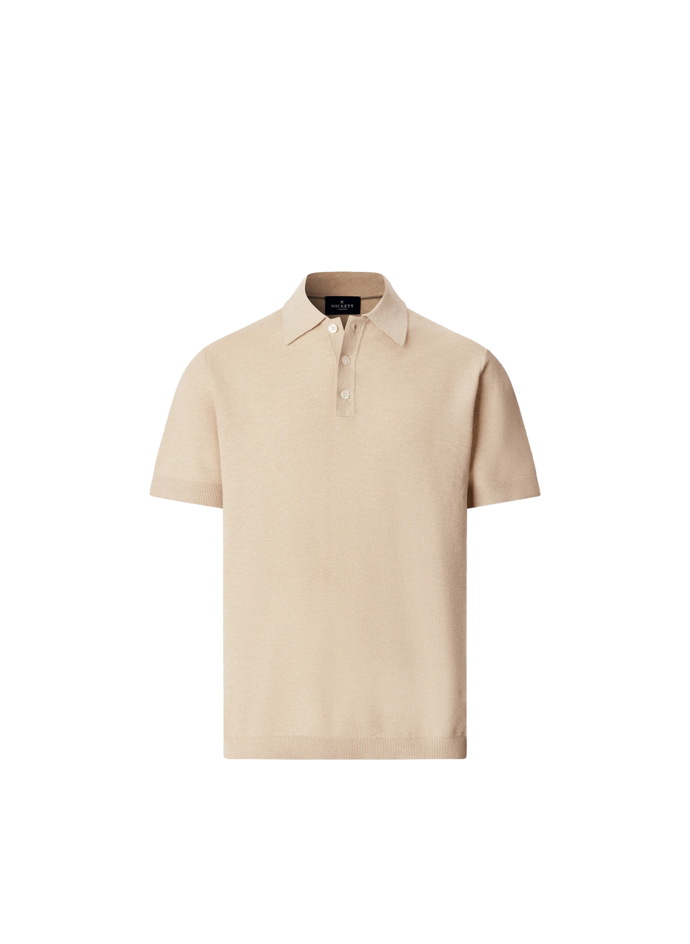 Short-sleeved polo in piqué cotton and cashmere  Natural beige