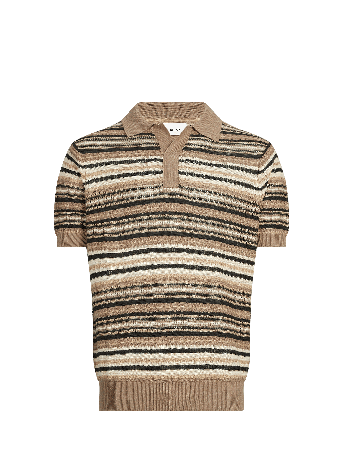 Polo maille Noam à rayures en lin NN.07 Marron