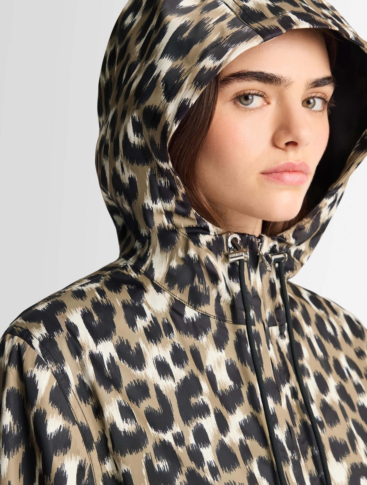 Blouson kasima leopard col capuche coupe regular FUSALP Beige