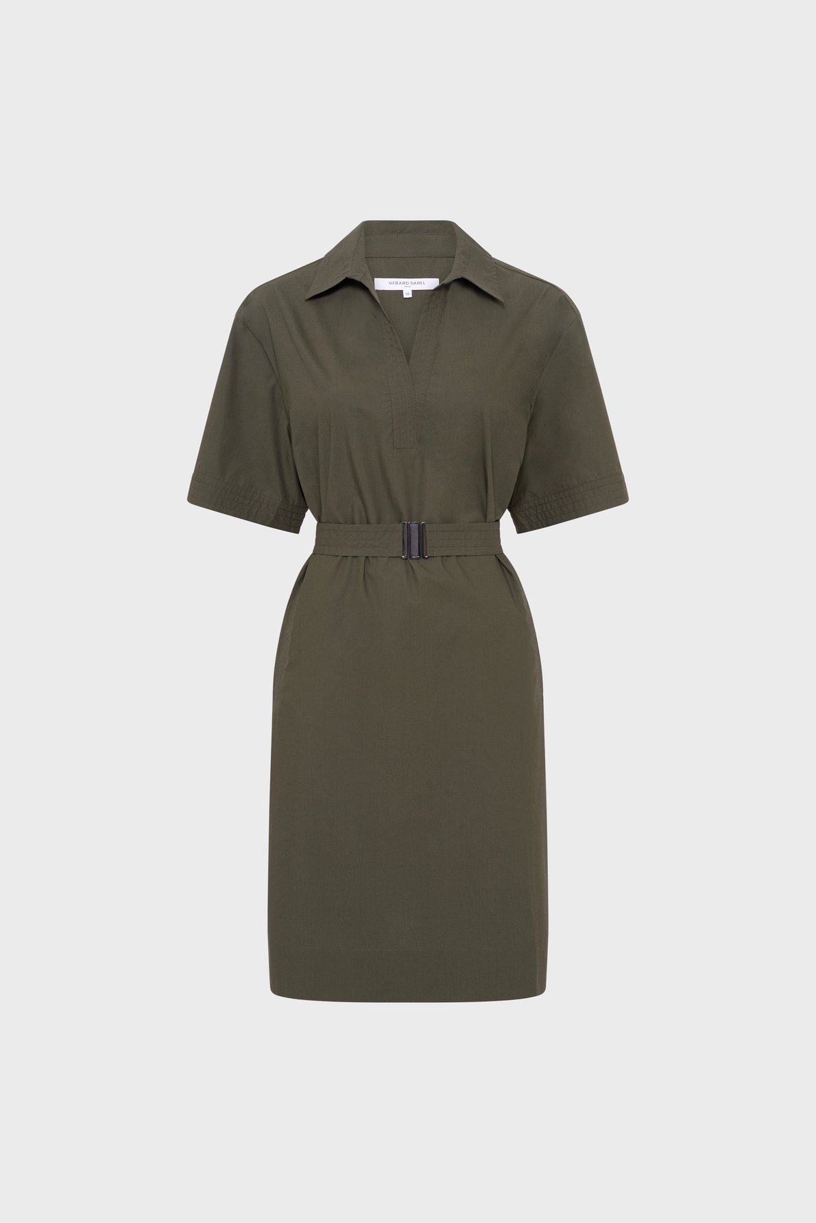 Robe à col chemise en coton - rizlene GERARD DAREL Vert