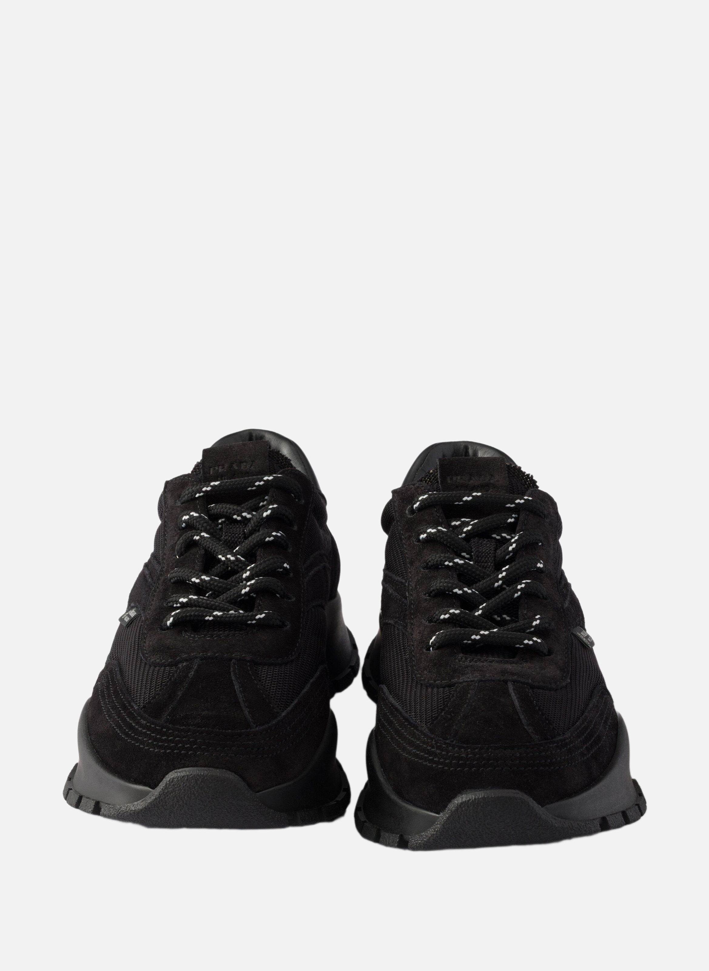 Baskets en mesh et en suède PRADA Noir