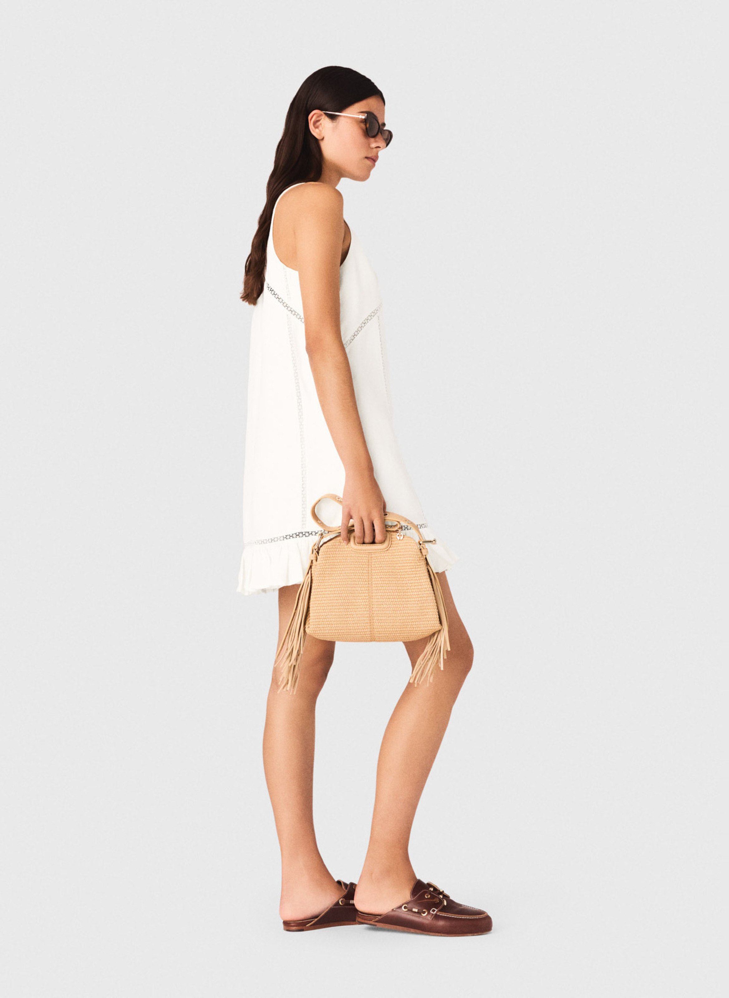 Robe courte col rond MAJE Blanc