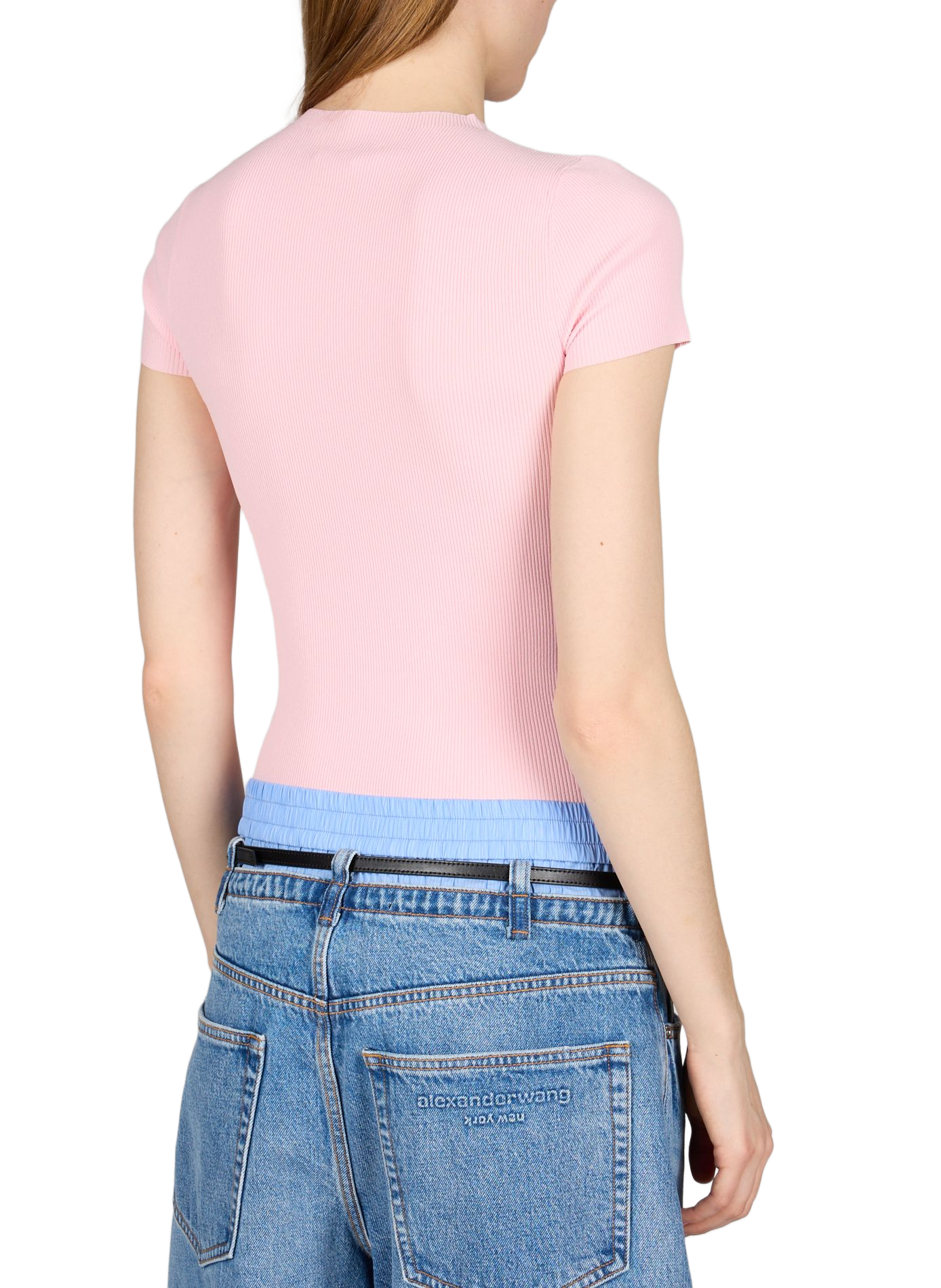 Top côtelé à col rond ALEXANDER WANG Rose