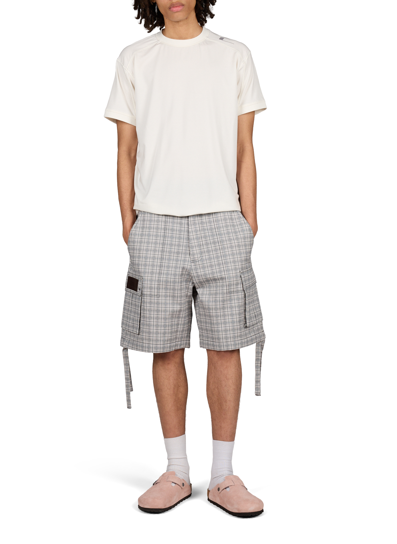 Checkered cotton blend Hayes T-shirt CARRER Beige