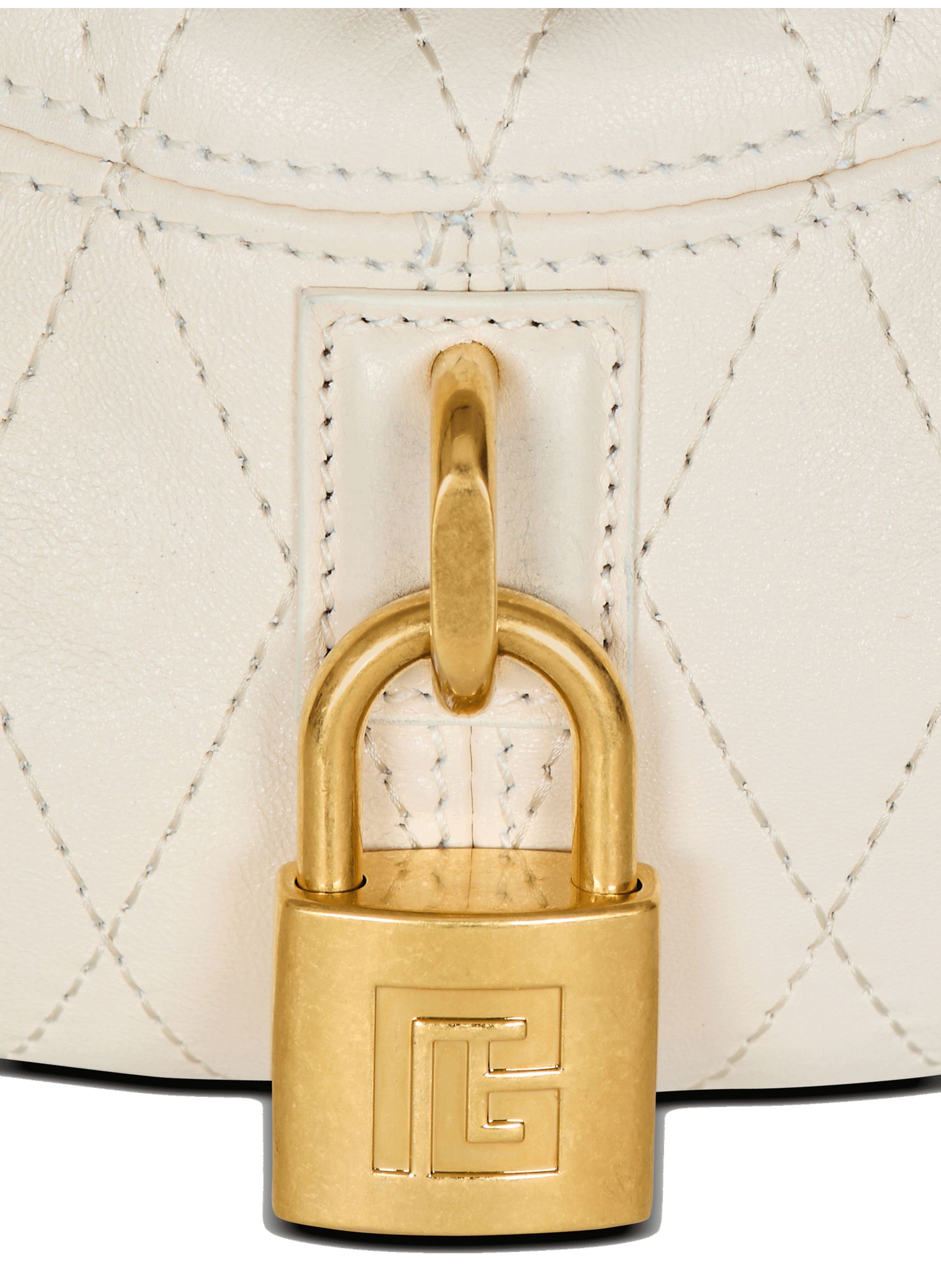 Sac pulse small en cuir lisse surpiqué BALMAIN Blanc