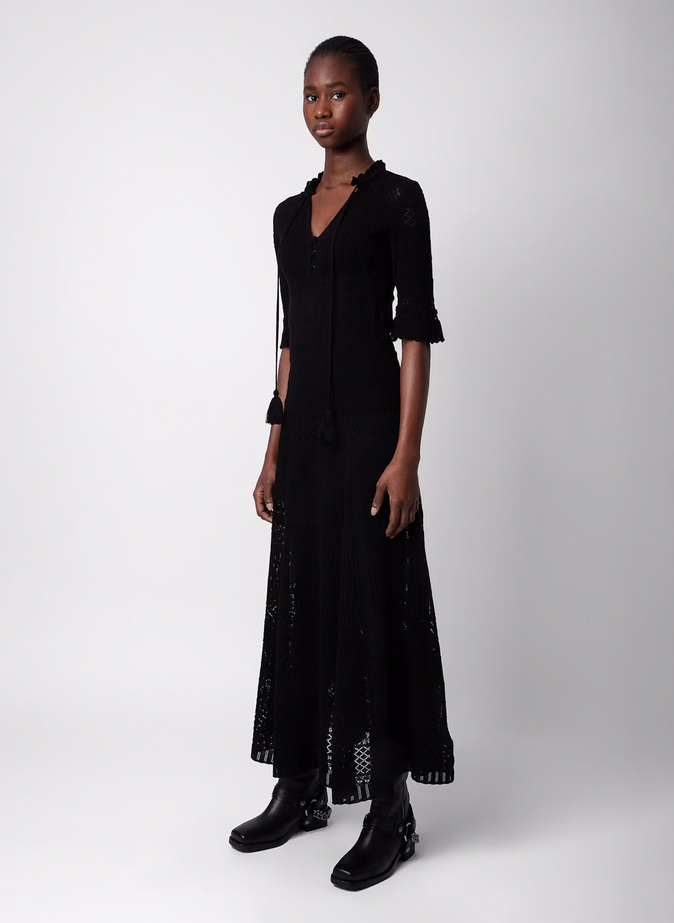 Robe longue en crochet memphis ZADIG&VOLTAIRE Noir