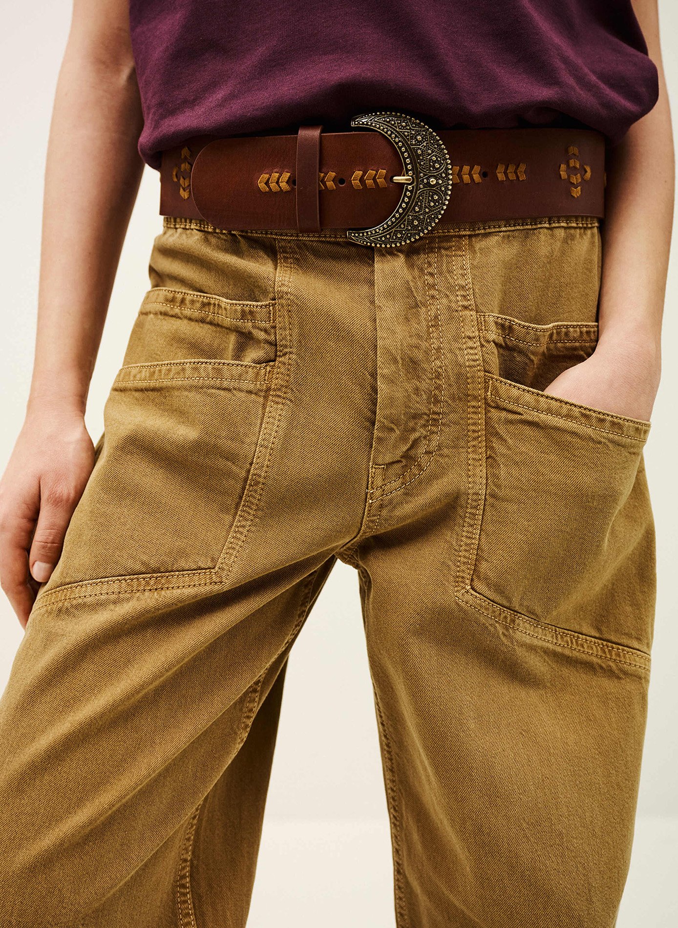 Ceinture à boucle en cuir banha BA&SH Marron
