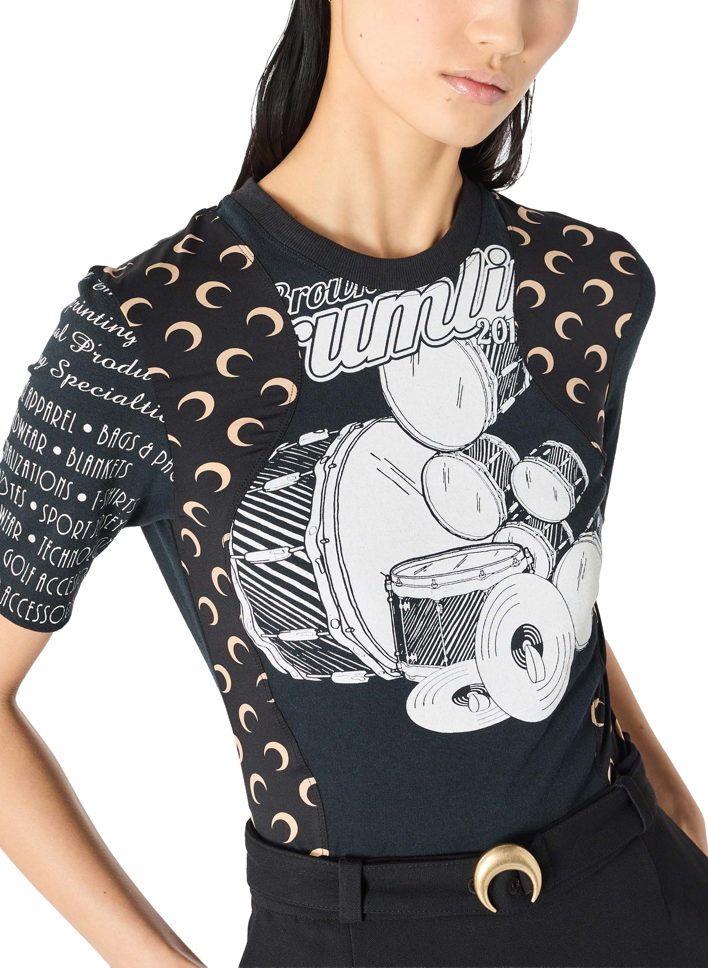 T-shirt baby fit en jersey upcyclé MARINE SERRE Noir