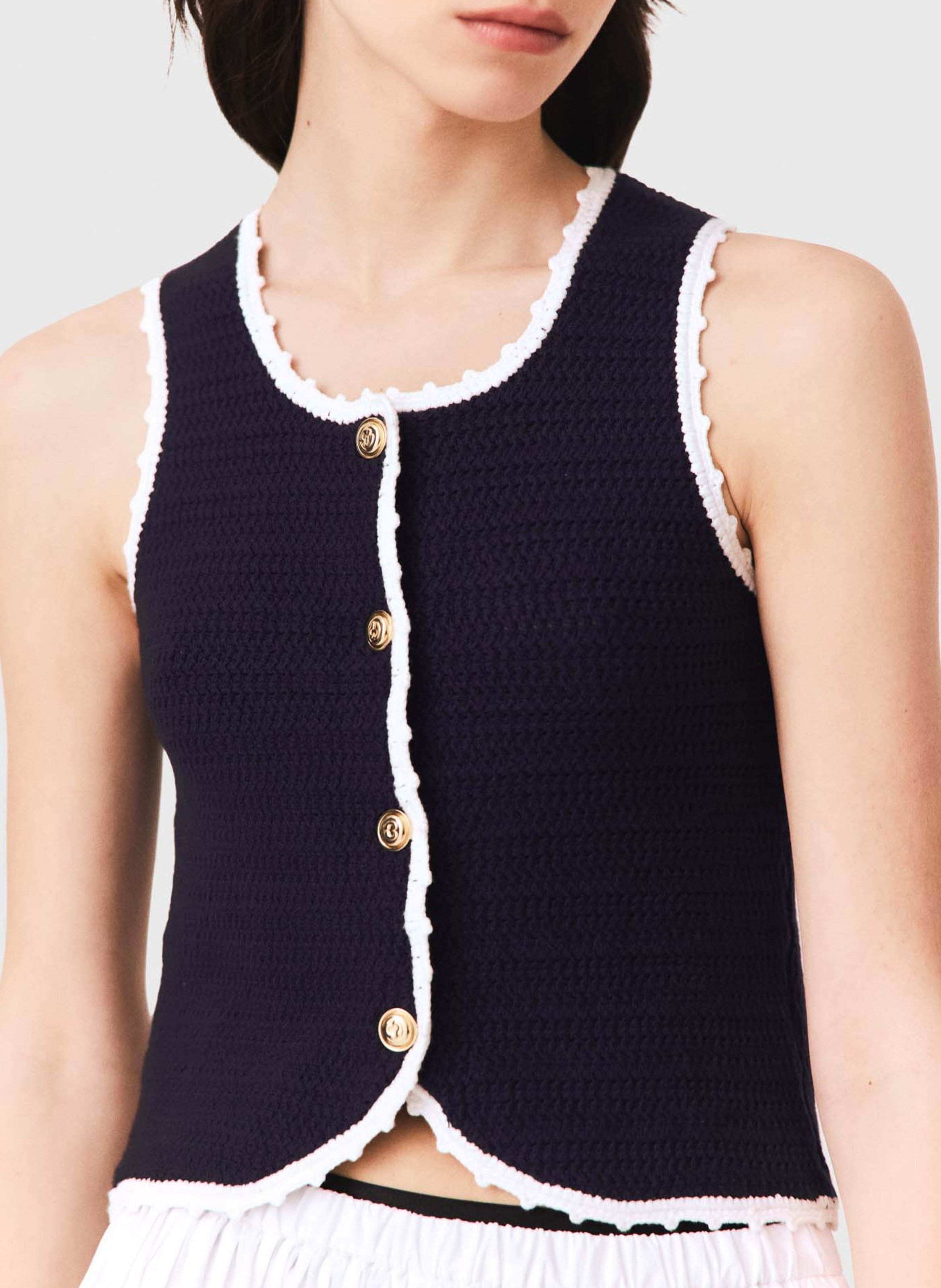 Top ajustée en maille MAJE Bleu