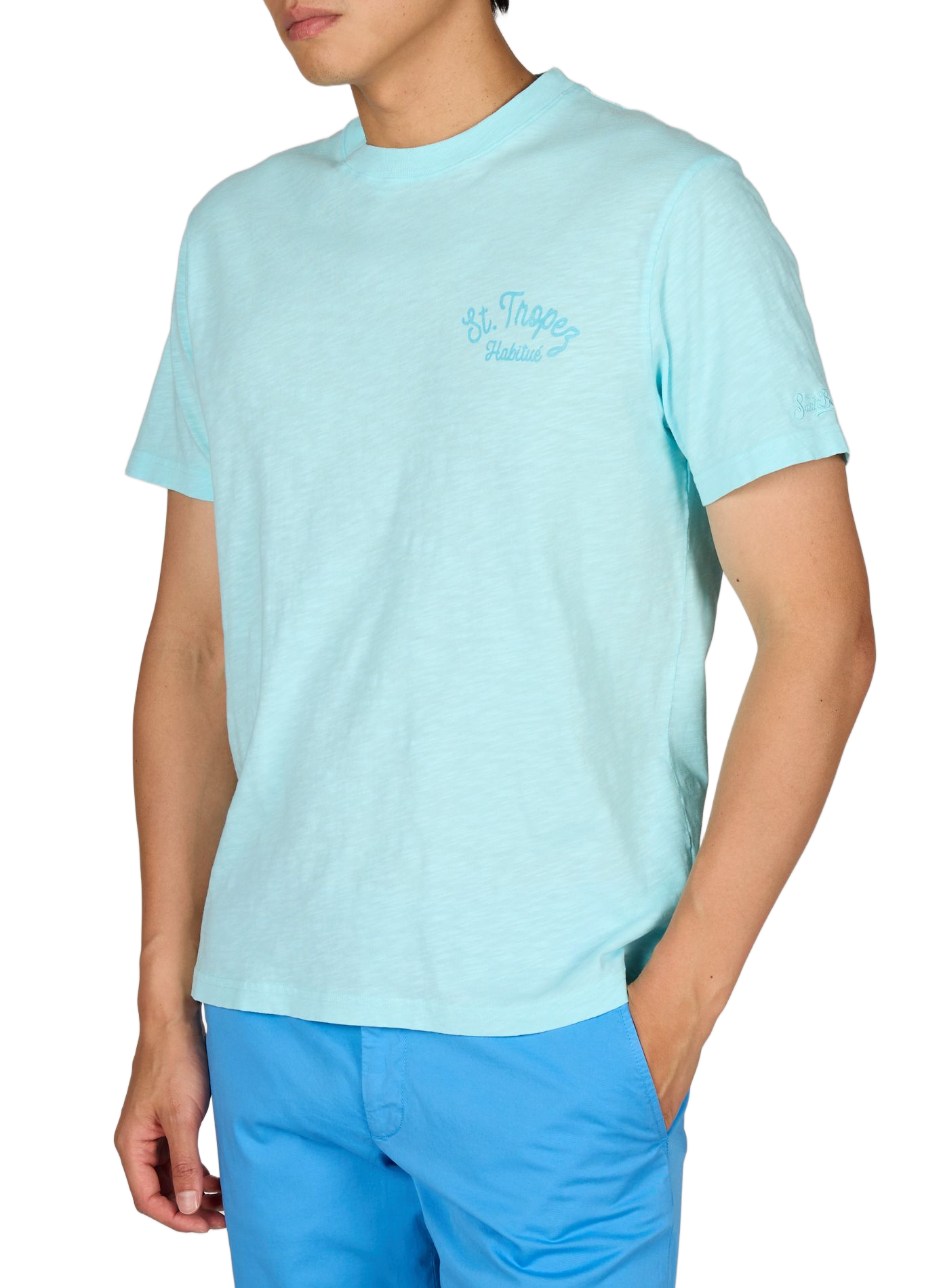 Tee-shirt droit à motif col rond  MC2 SAINT BARTH Bleu