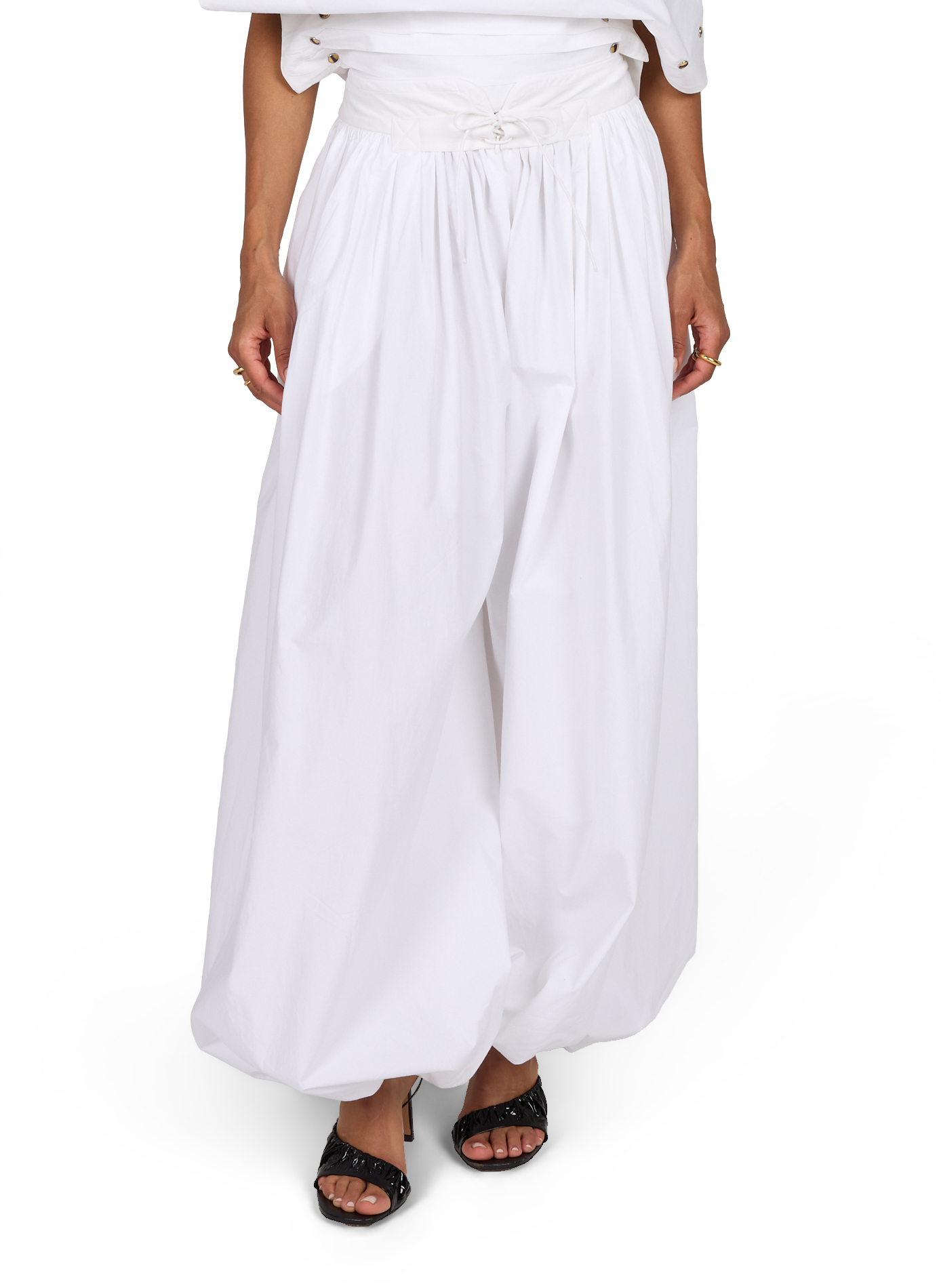 High-waisted cotton harem pants CHRISTOPHER ESBER White