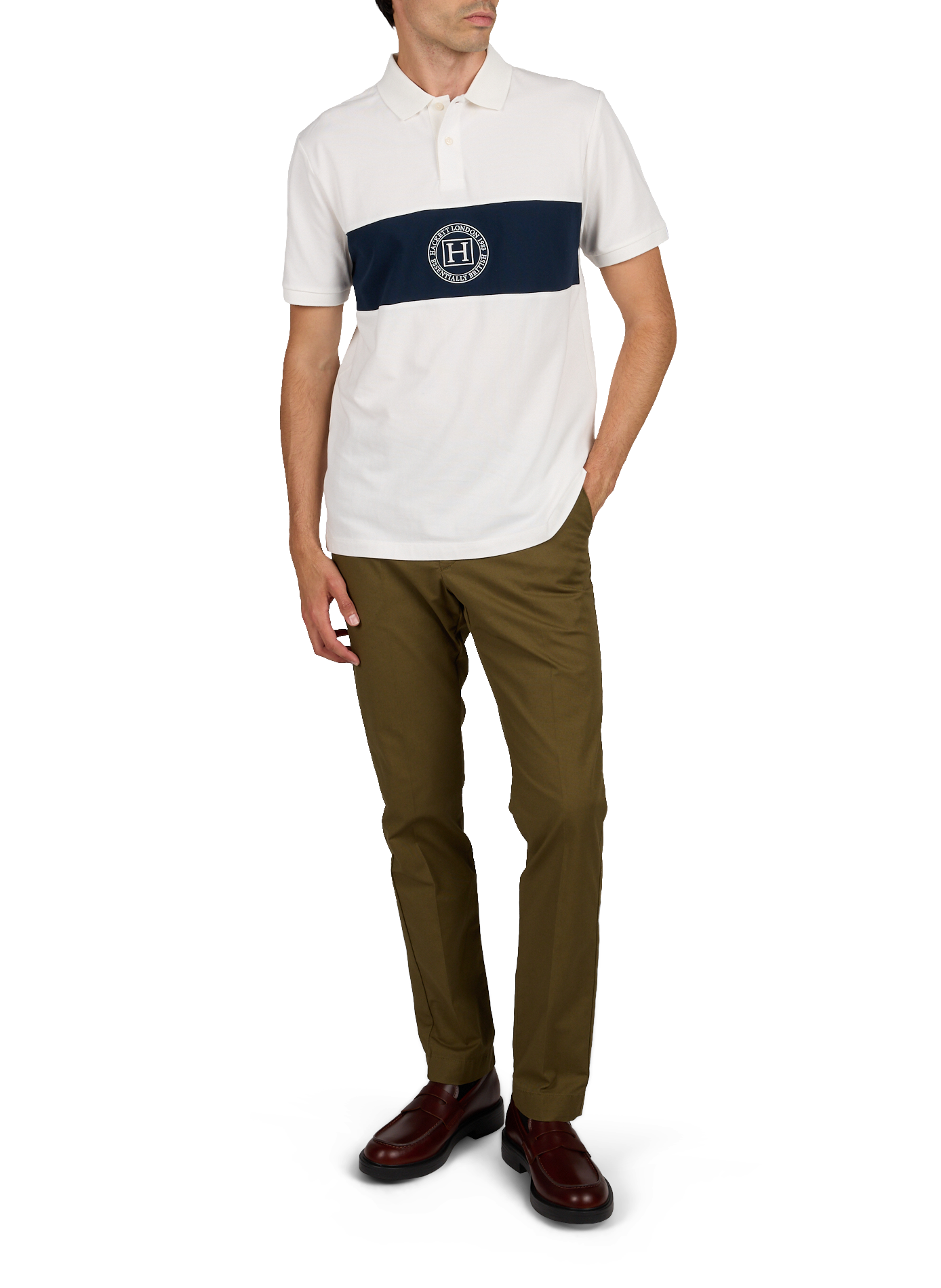 Gerader Baumwoll-Poloshirt mit Logo HACKETT Weiss