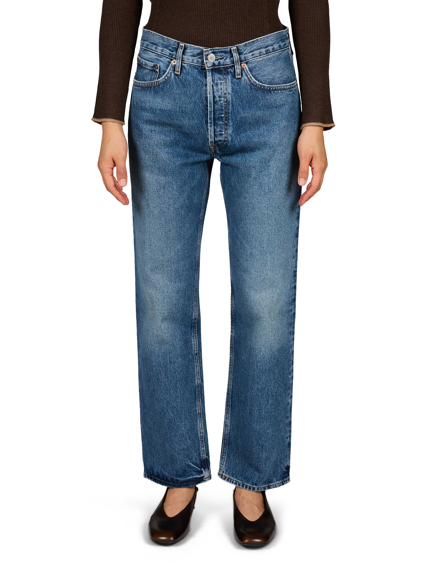 Gerade Jeans Lana aus Baumwolle AGOLDE Blau