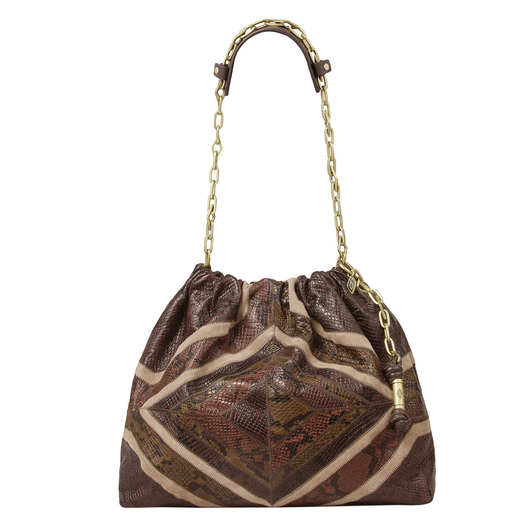 Lederen schoudertas met print - June Tote BA&SH Bruin