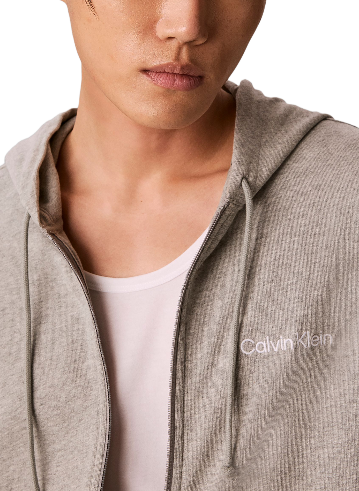 Gerader Kapuzenpullover aus Baumwolle CALVIN KLEIN Grau