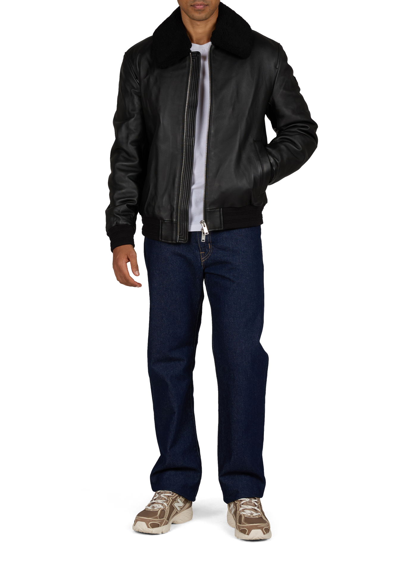 Lederjacke mit Sherpa-Kragen MOOSE KNUCKLES Schwarz