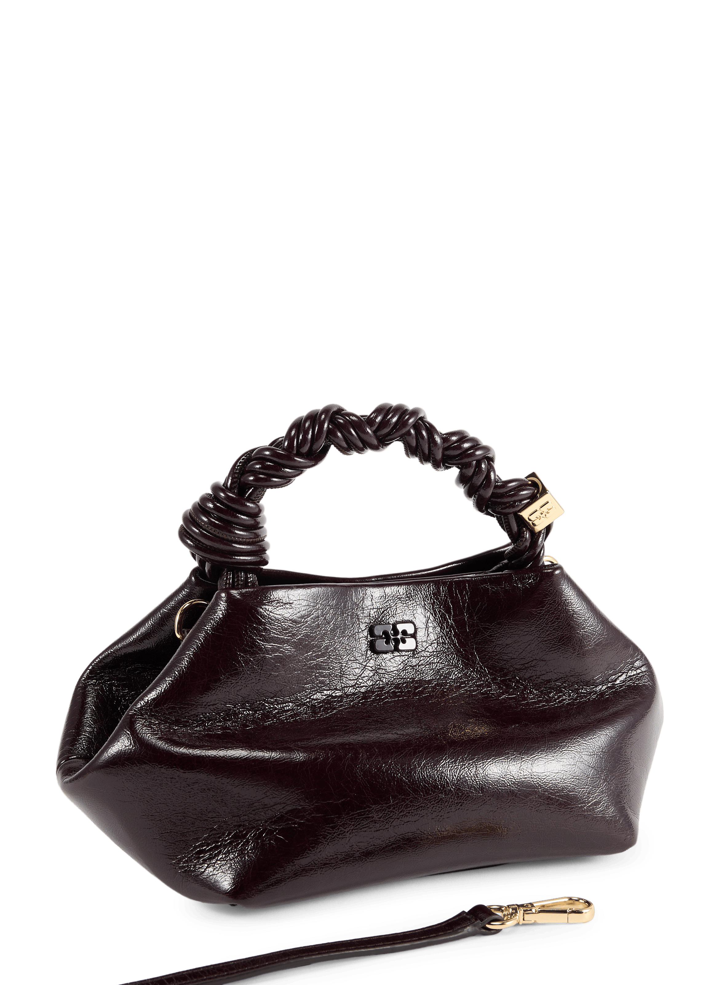 Bou Small handtas met laklook GANNI Bruin