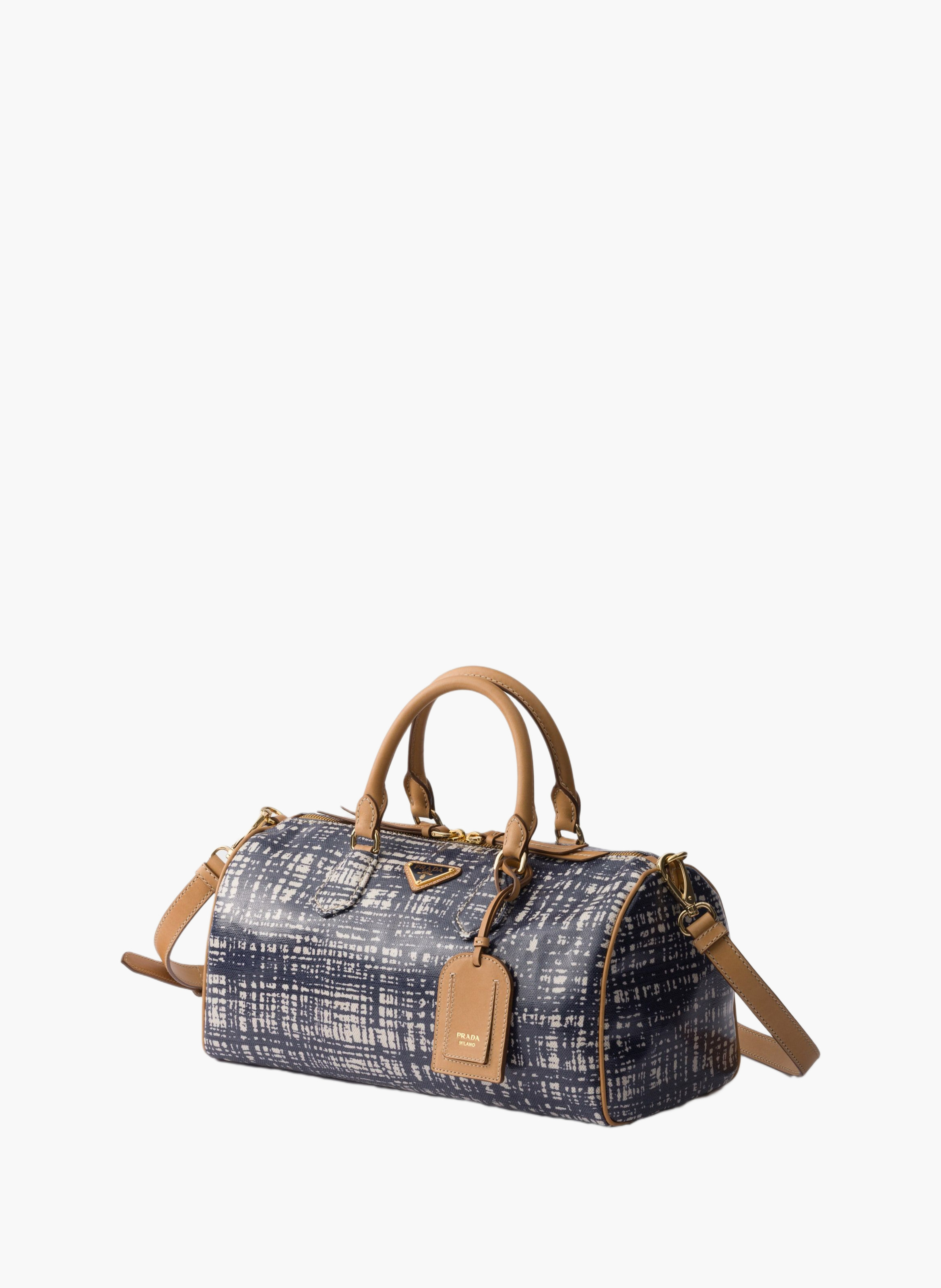 Sac à main prada evasion medium en mélange de lin PRADA Bleu