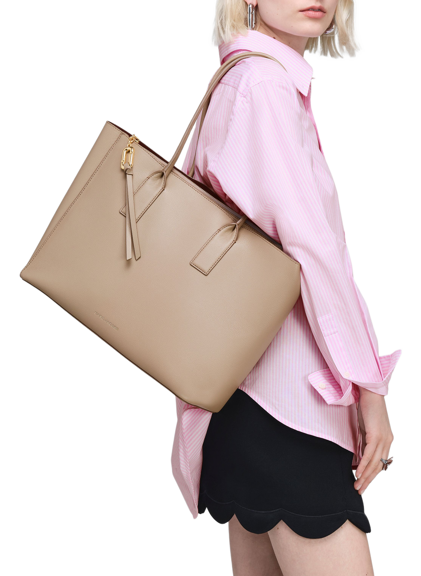 Pop J Marc Work Tote leather tote bag MARC JACOBS Beige
