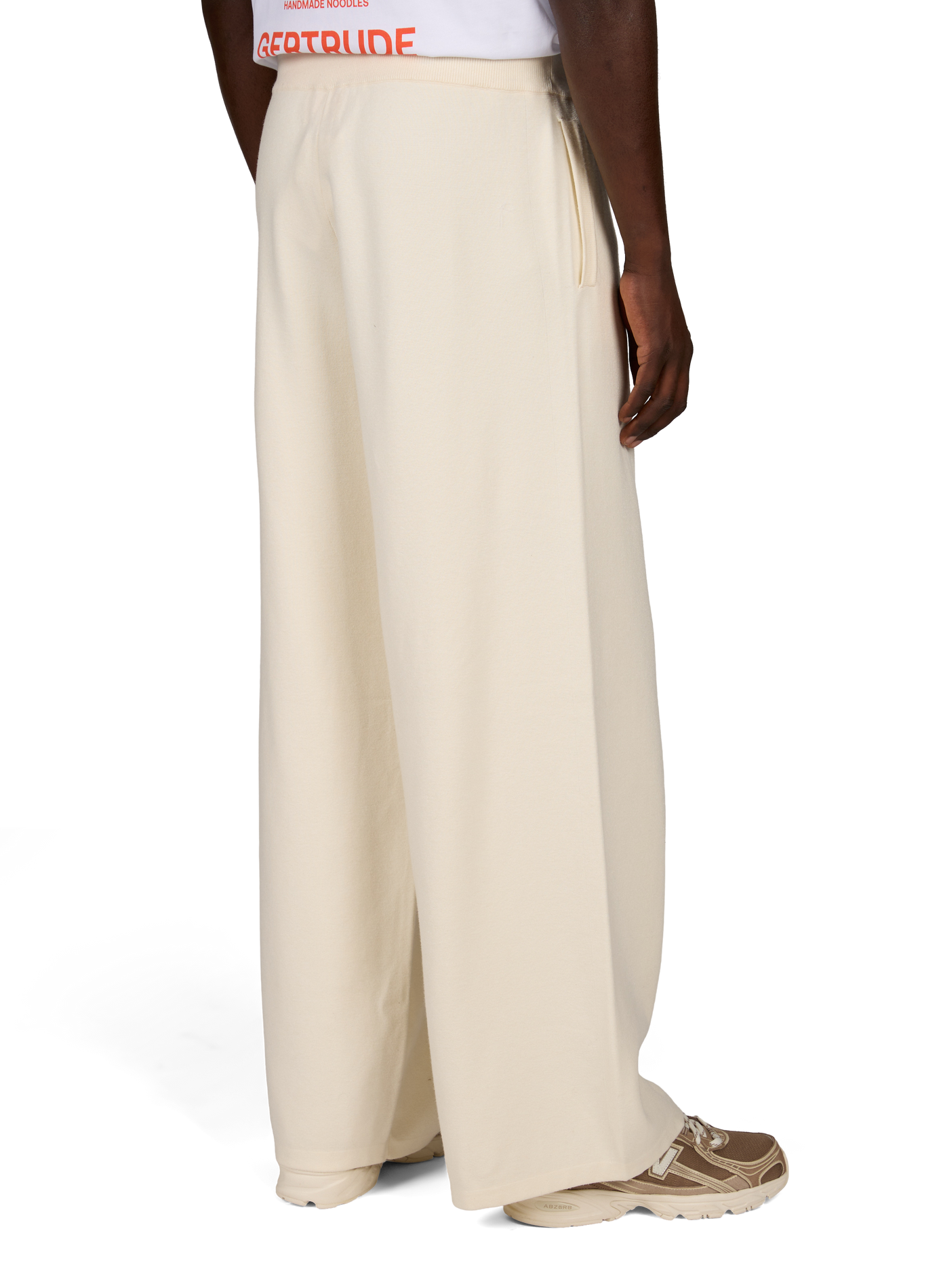 Wide-leg AMARO logo knit trousers GERTRUDE Beige