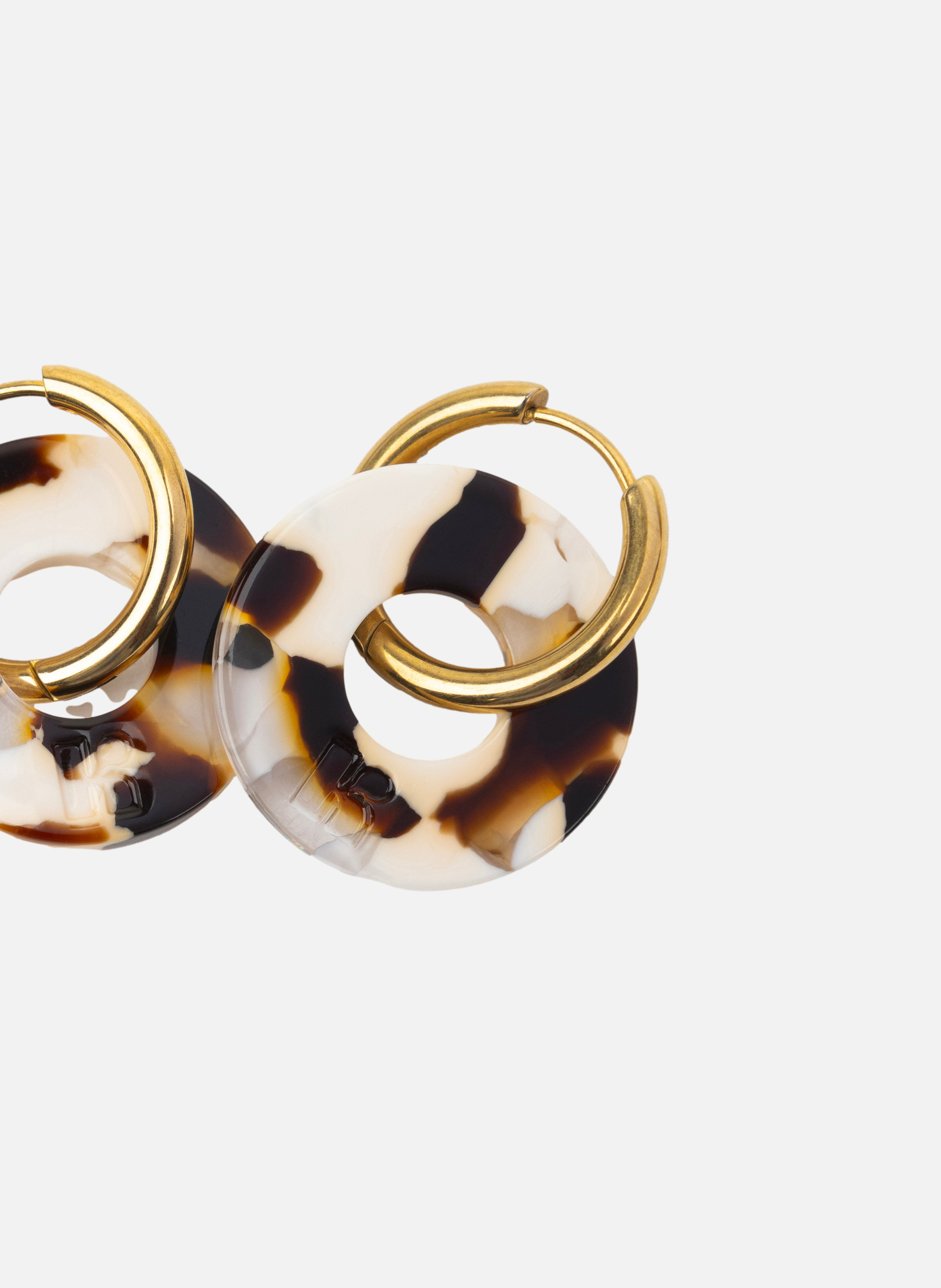 Boucles d'oreilles donuts avec anneaux en acier inoxydable argenté | Marron KURAGE GINZA Montres et Bijoux