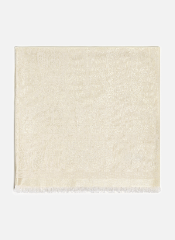 PETRUSSE Jacquard Palma wool and silk shawl White