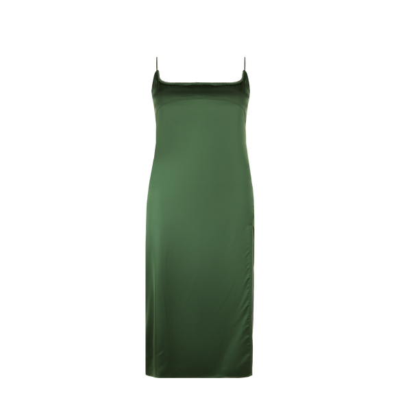Jacquemus La Dressing Gown Notte Satin Dress In Green