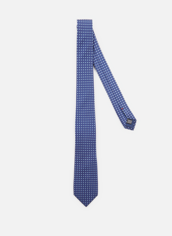 ATELIER F&B Cravate à carreaux en soie Bleu