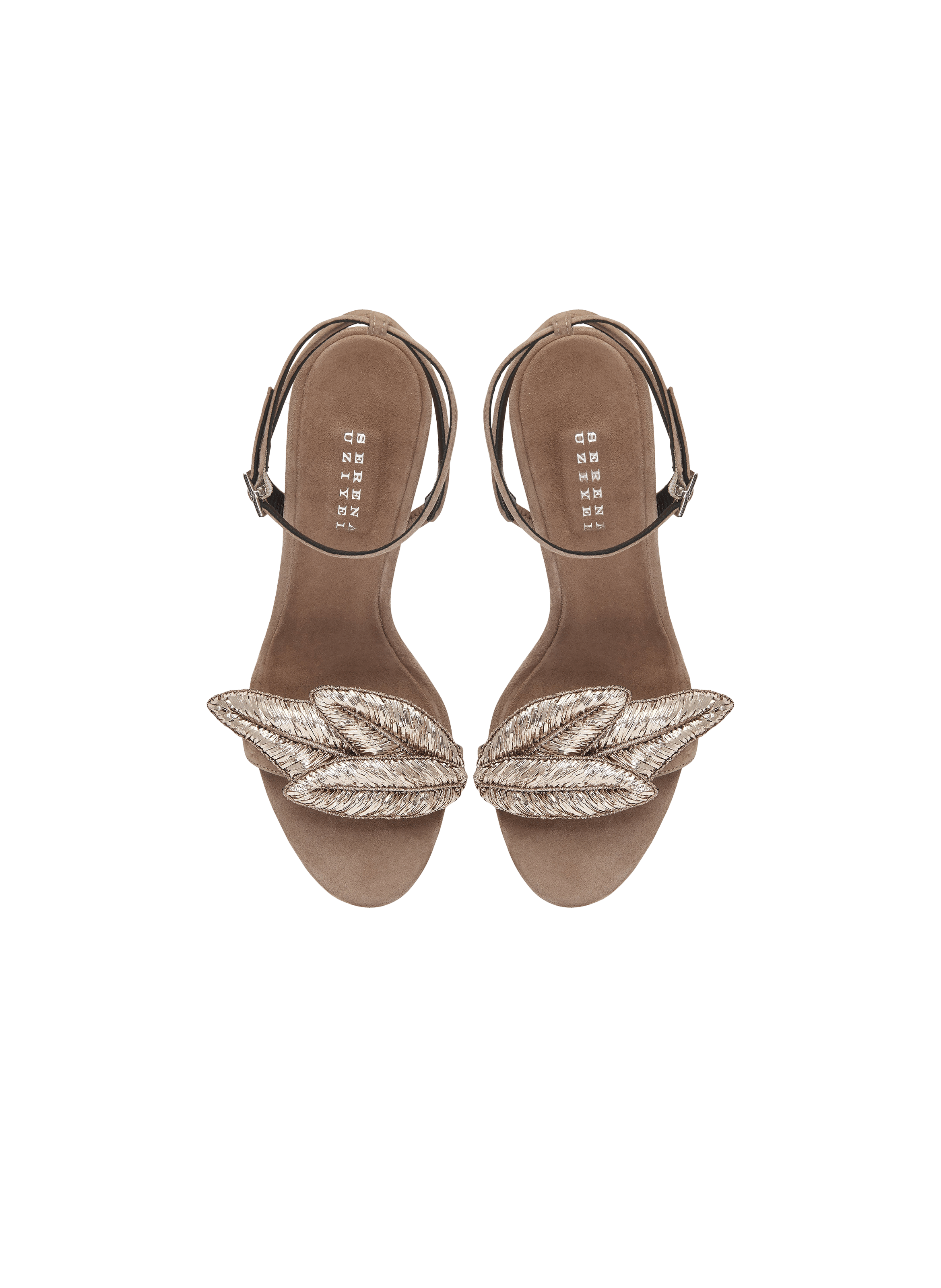 Sandale à talon haut praline valeria avec bride croisée à la cheville SERENA UZIYEL Rose