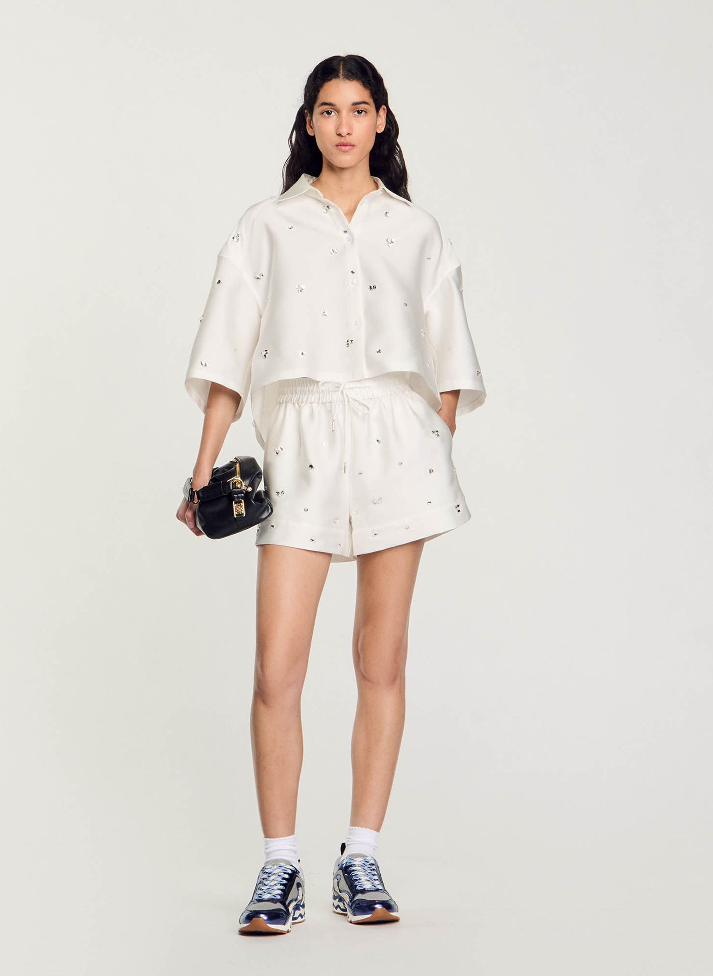 Short Taille Haute Sandro, Blanc, Taille 36 (occasion Très Bon état)