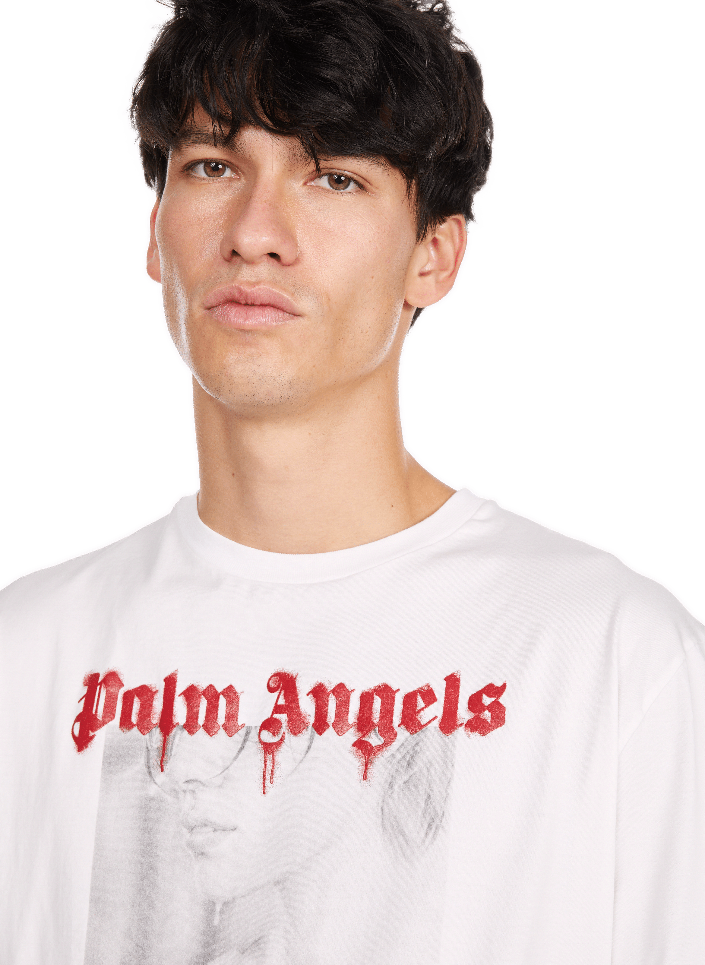 Biker-style cotton t-shirt PALM ANGELS White