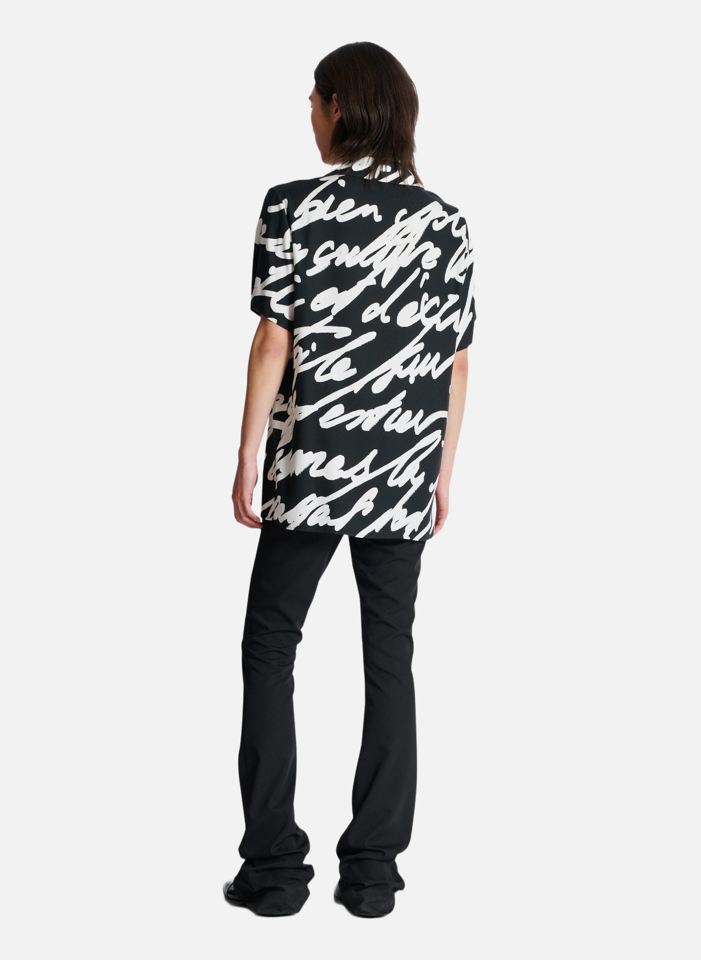 Chemise pyjama en sergé imprimé « lettre d'amour » BALMAIN Noir